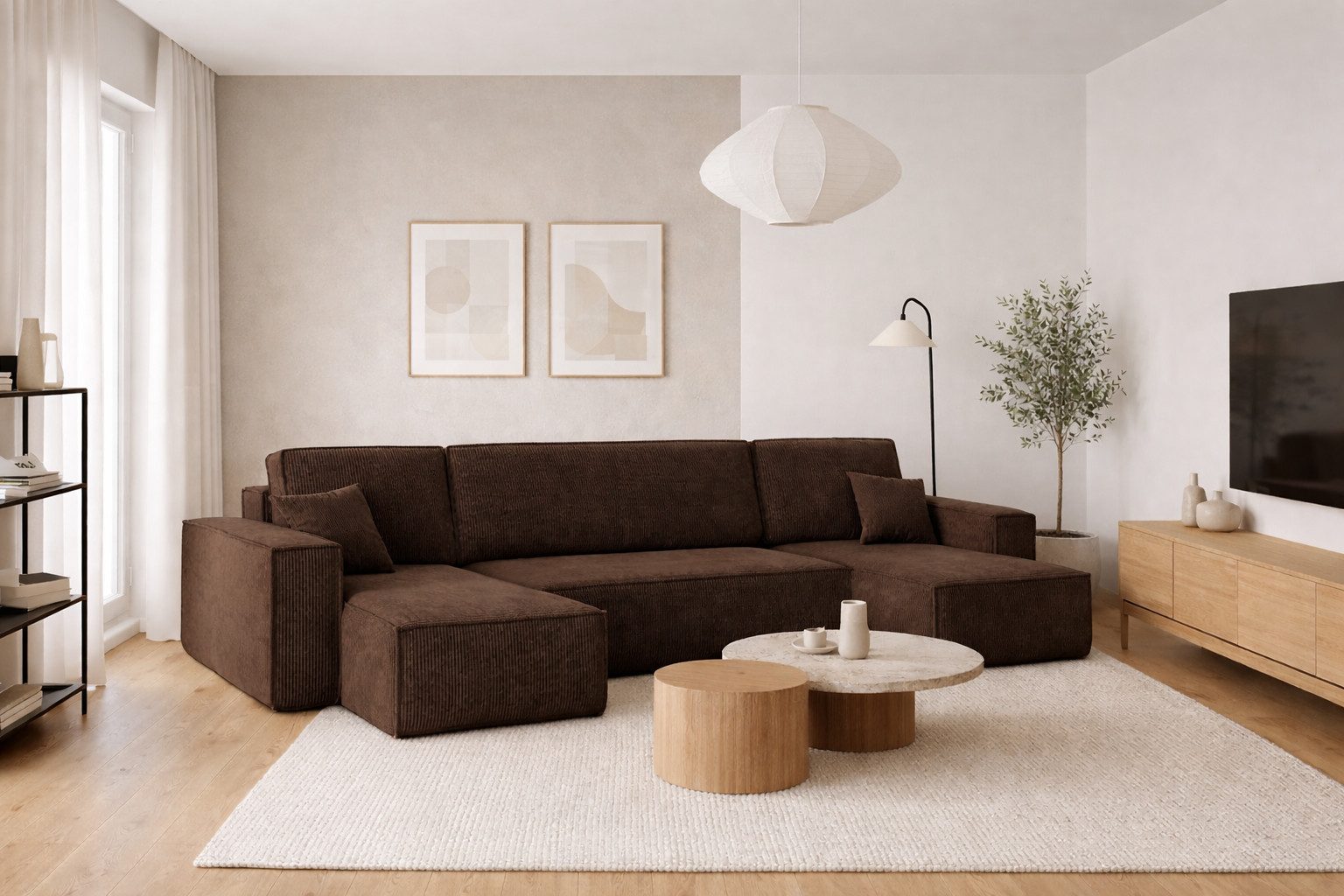 Kaiser Möbel Ecksofa mit schlaffunktion und bettkasten, Couch U-form BEST stoff Poso, Schlaffunktion, Bettzeugaufbewahrung, universal
