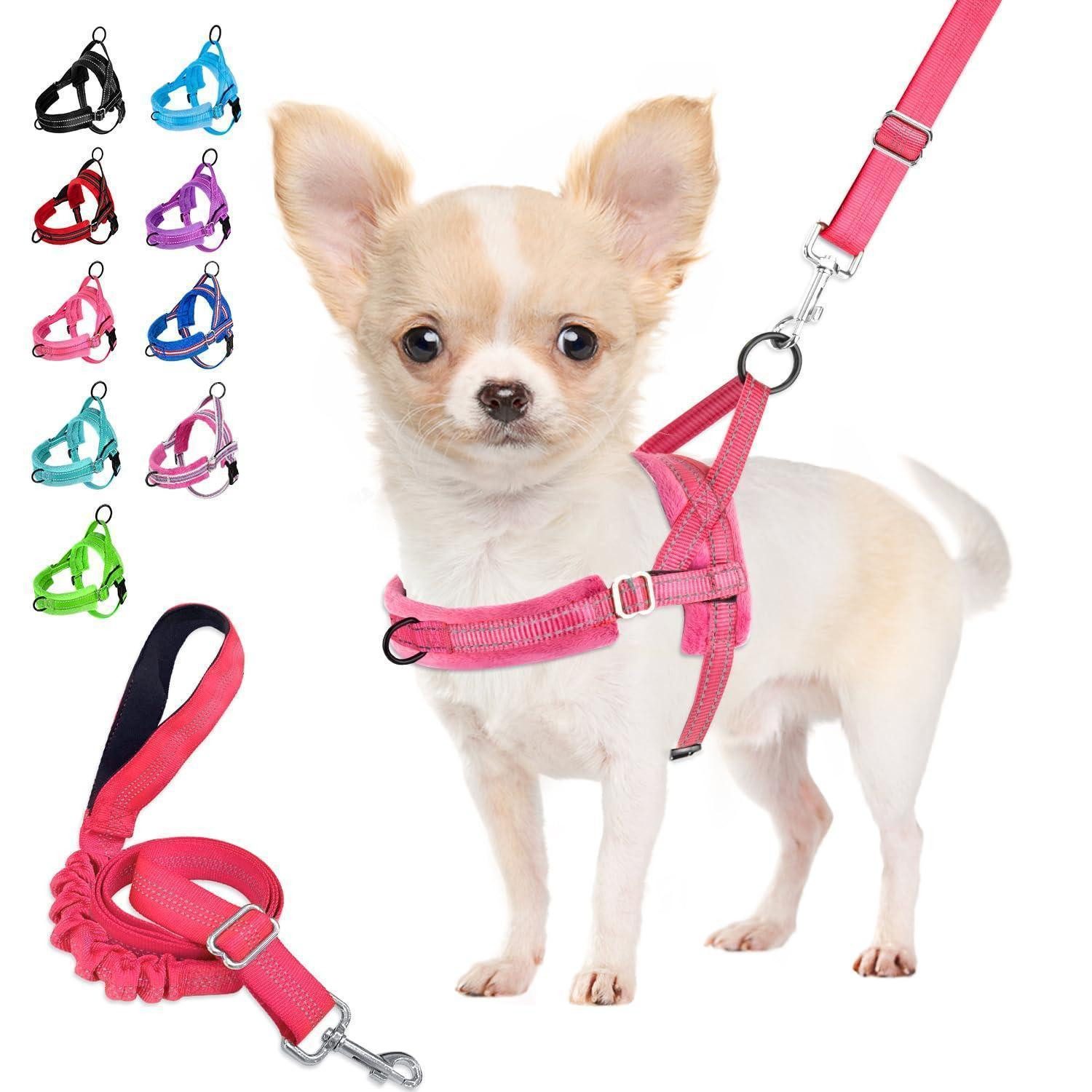 LuxusKollektion Hunde-Geschirr Hundegeschirr mit Leine Rosa S