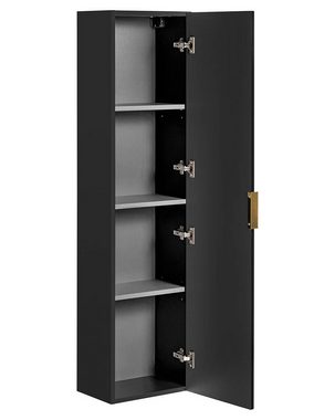 einfachgutemoebel Waschtisch-Set Badezimmer Hochschrank BLACKENED, 1-türig 140cm hoch, schwarz, (Badmöbel Set, 1-St., Bad Hochschrank 140cm)