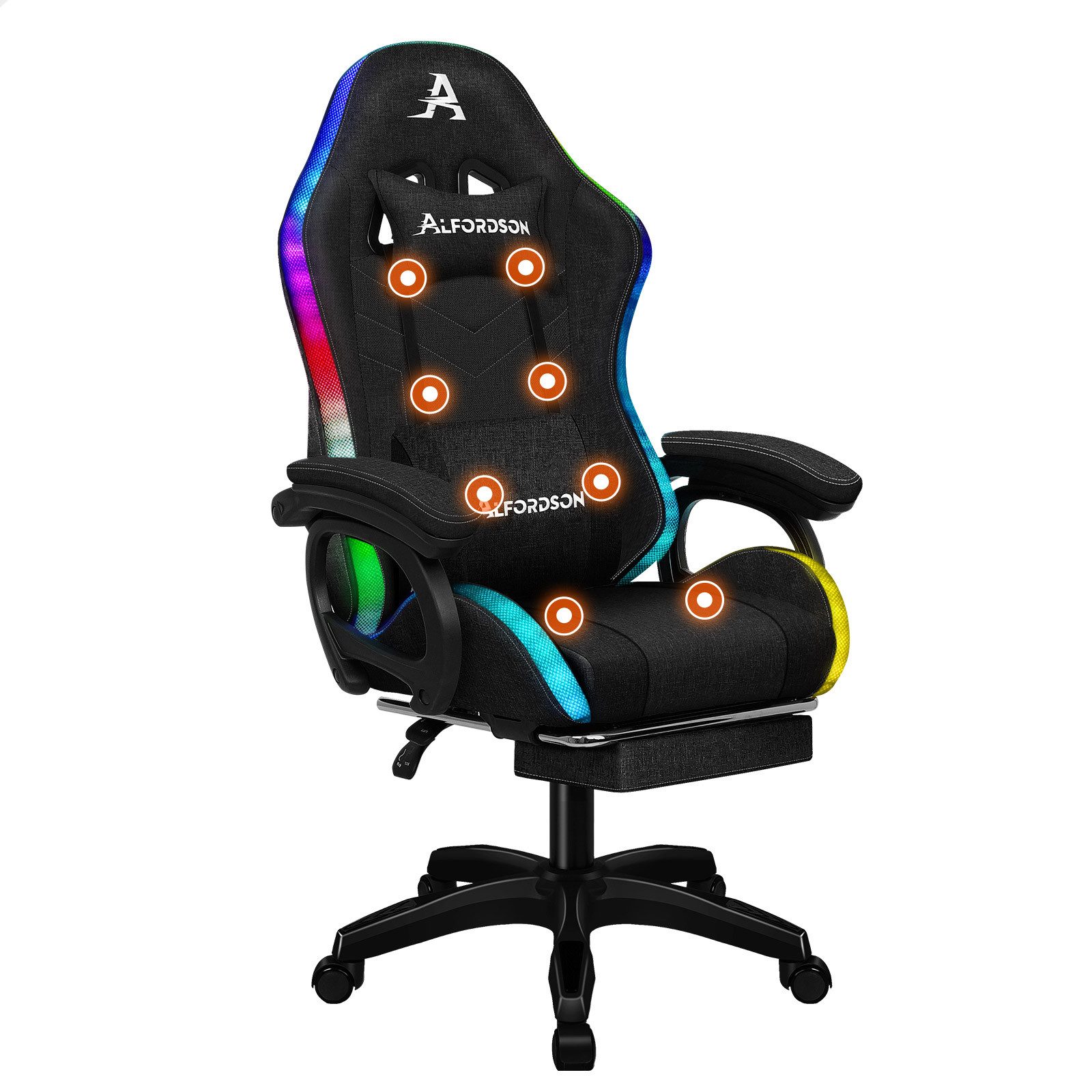 ALFORDSON Gaming-Stuhl mit 8-Punkt-Massagefunktion, mit RGB-Beleuchtung, mi günstig online kaufen