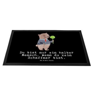 Fußmatte Schaffner mit Herz - Schwarz - Geschenk, Schmutzmatte, Danke, Abschie, Mr. & Mrs. Panda, Höhe: 0.6 mm