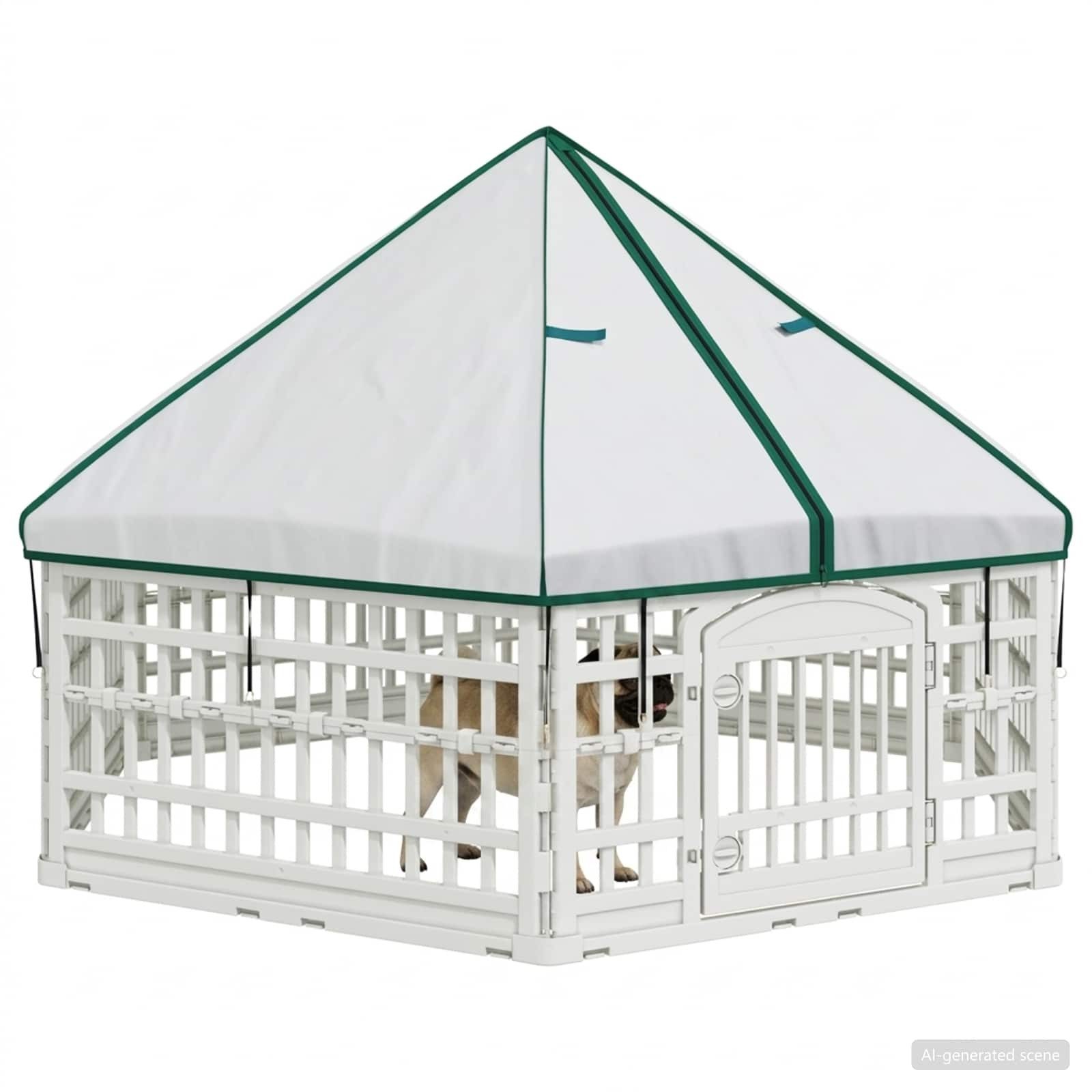 vidaXL Freigehege 6-Panel-Hundespielplatz 177,5 x 154,5 x 112 cm Kunststoff Weiß