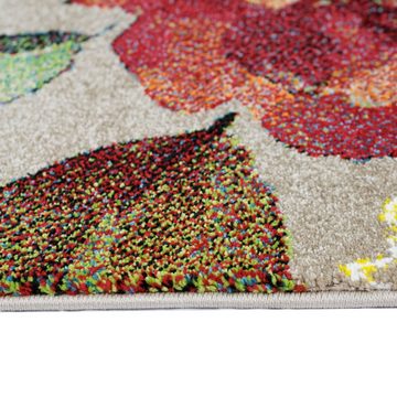 Teppich Wunderschön dezenter Teppich mit bunten Blumen, pflegeleicht, taupe, Teppich-Traum, rechteckig, Höhe: 13 mm