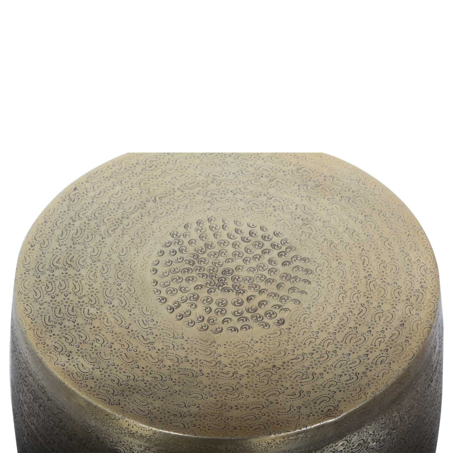 Casa Moro Hocker Orientalischer Tisch-Hocker Ayoub aus Aluminium Hammerschlag Optik, Marokkanischer Beistelltisch modern Sofatisch Vintage Couchtisch