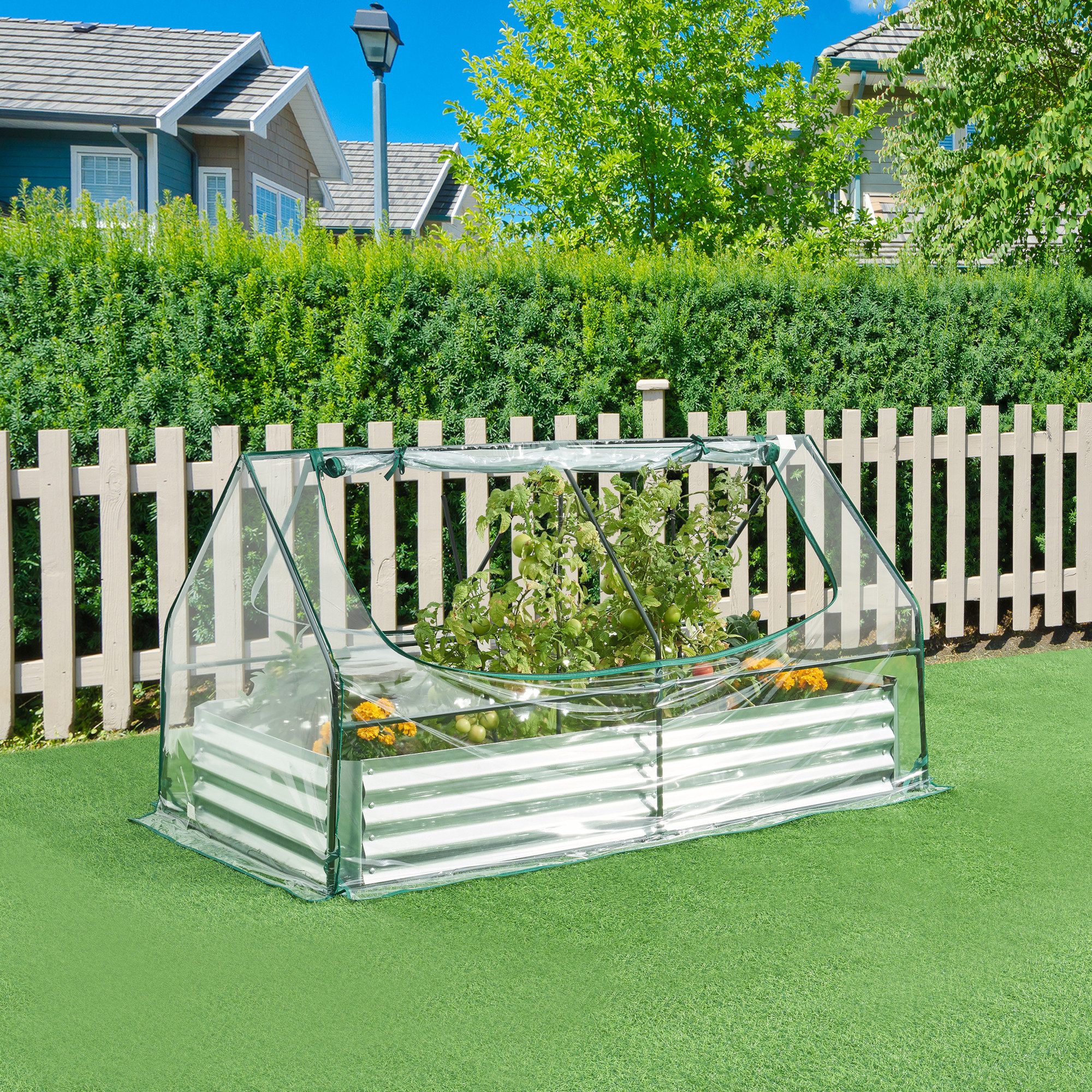 en.casa Hochbeet, mit Gewächshaus »Balsorano« Stahl günstig online kaufen