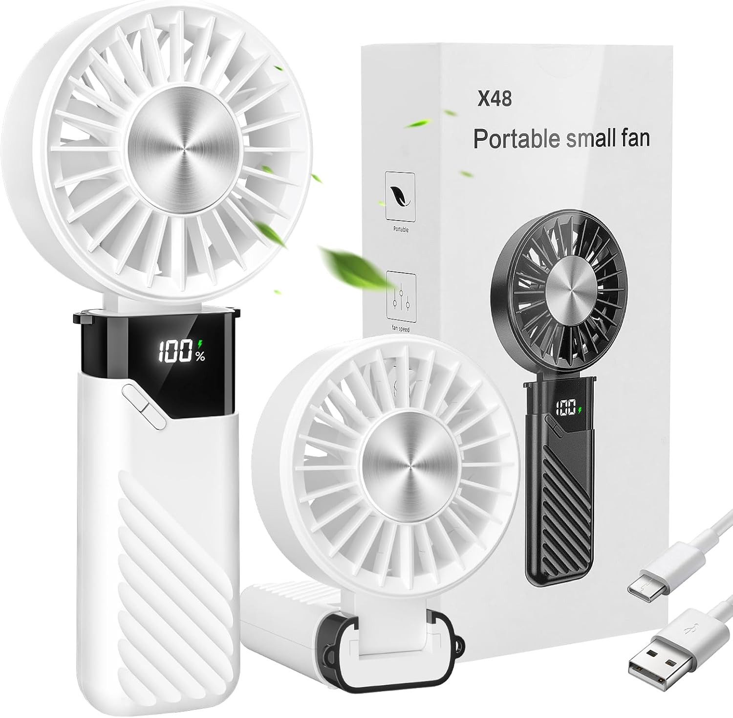 Handventilator Tragbarer 3-in-1-Ventilator, wiederaufladbarer Mini-Handventilator
