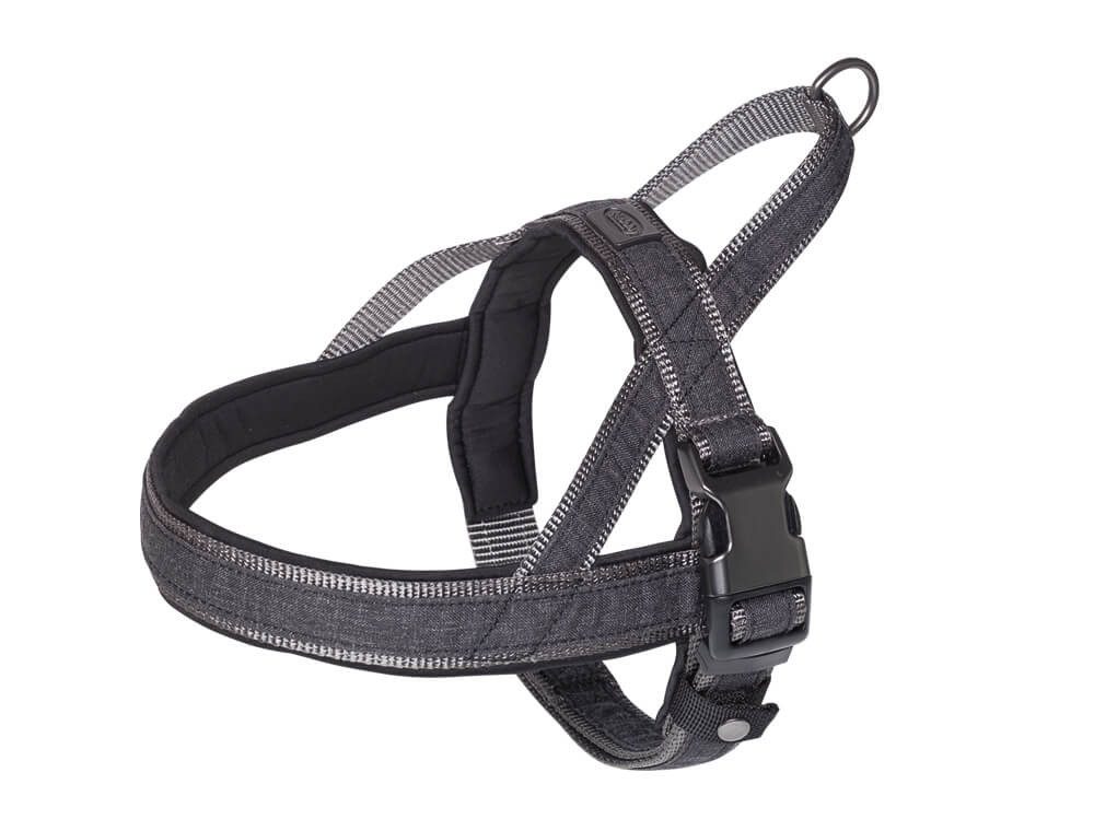 Nobby Hunde-Geschirr Norweger Geschirr "Linen Deluxe", schwarz/grau, S-M