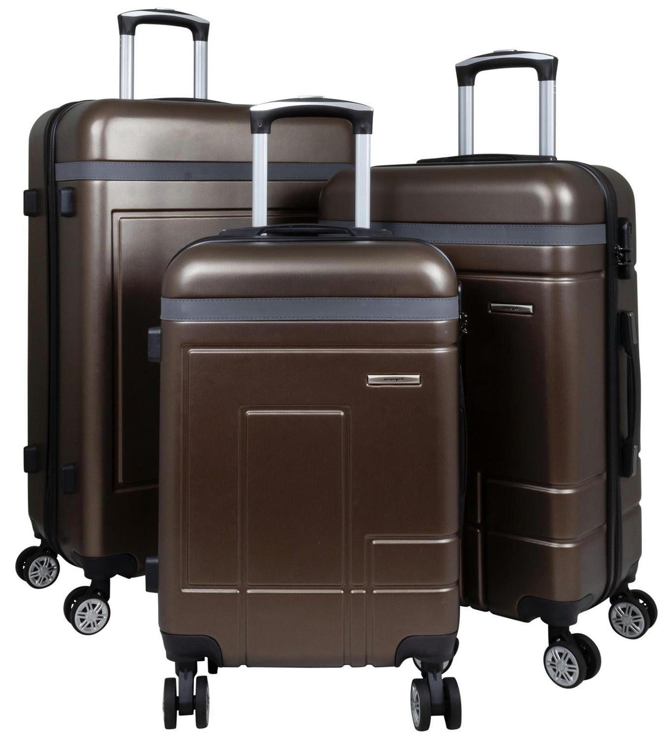 Warenhandel König Trolleyset Luzern, 4 Rollen, (Gr. M, L und XL, 3 tlg., Hartschalen Trolley Set), Hartschale, robust, aufrecht rollbar