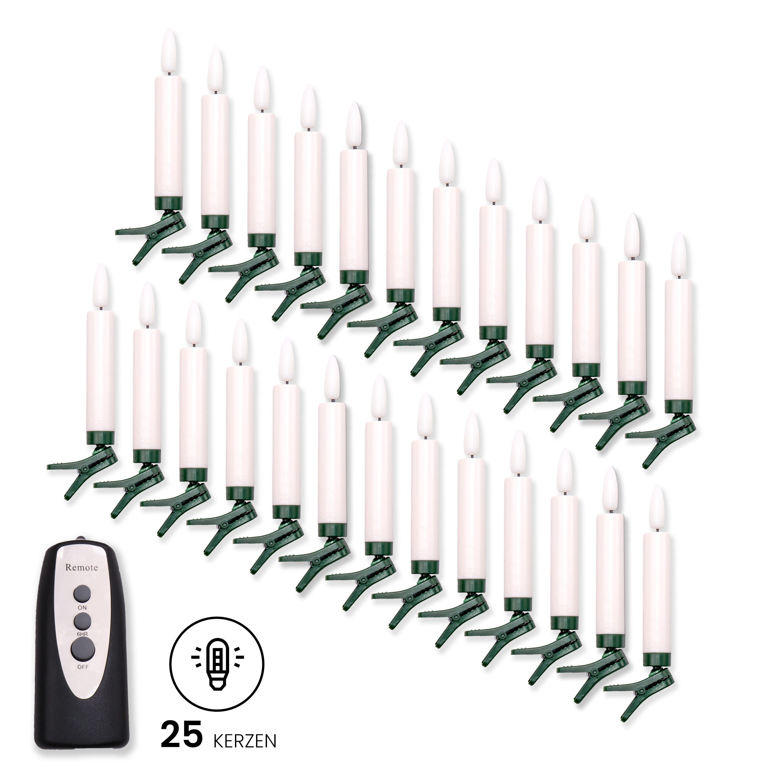 Gartenpirat LED-Christbaumkerzen 25 kabellose LED-Kerzen warmweiß Fernbedienung Weihnachtsbaumkerzen, Energieeffizient