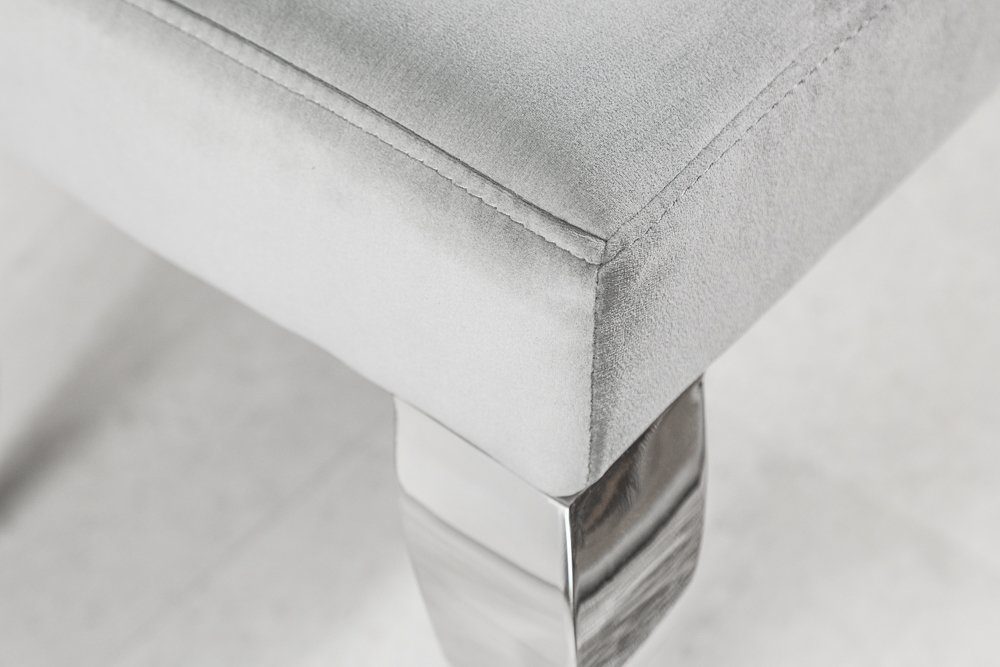 mit silber, BAROCK Sitzbank MODERN edel-grau Samt-Bezug 172cm riess-ambiente /