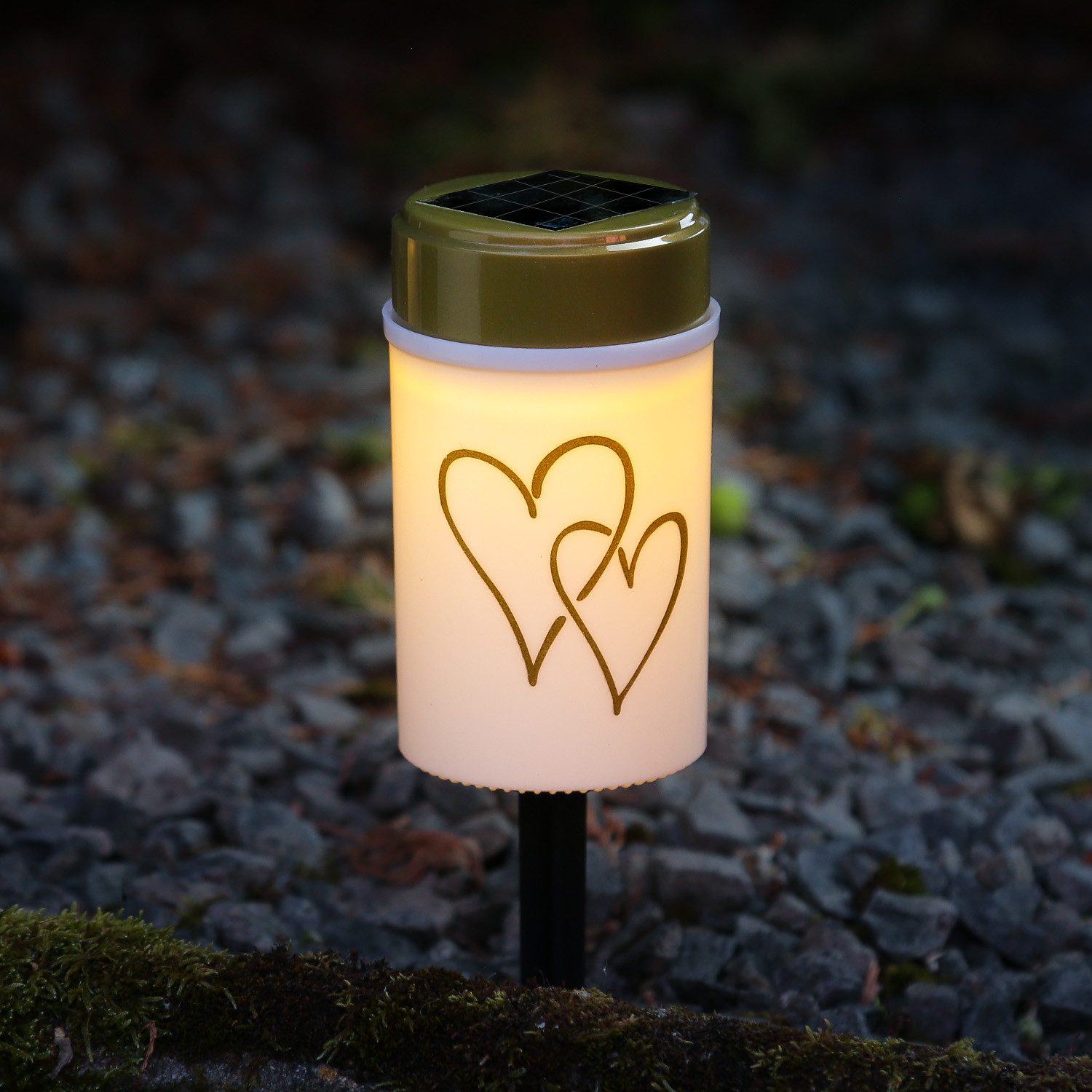 LED-Kerze LED Solar Grablicht Grabkerze Herz Grableuchte H: 12cm rot Lichtsensor
