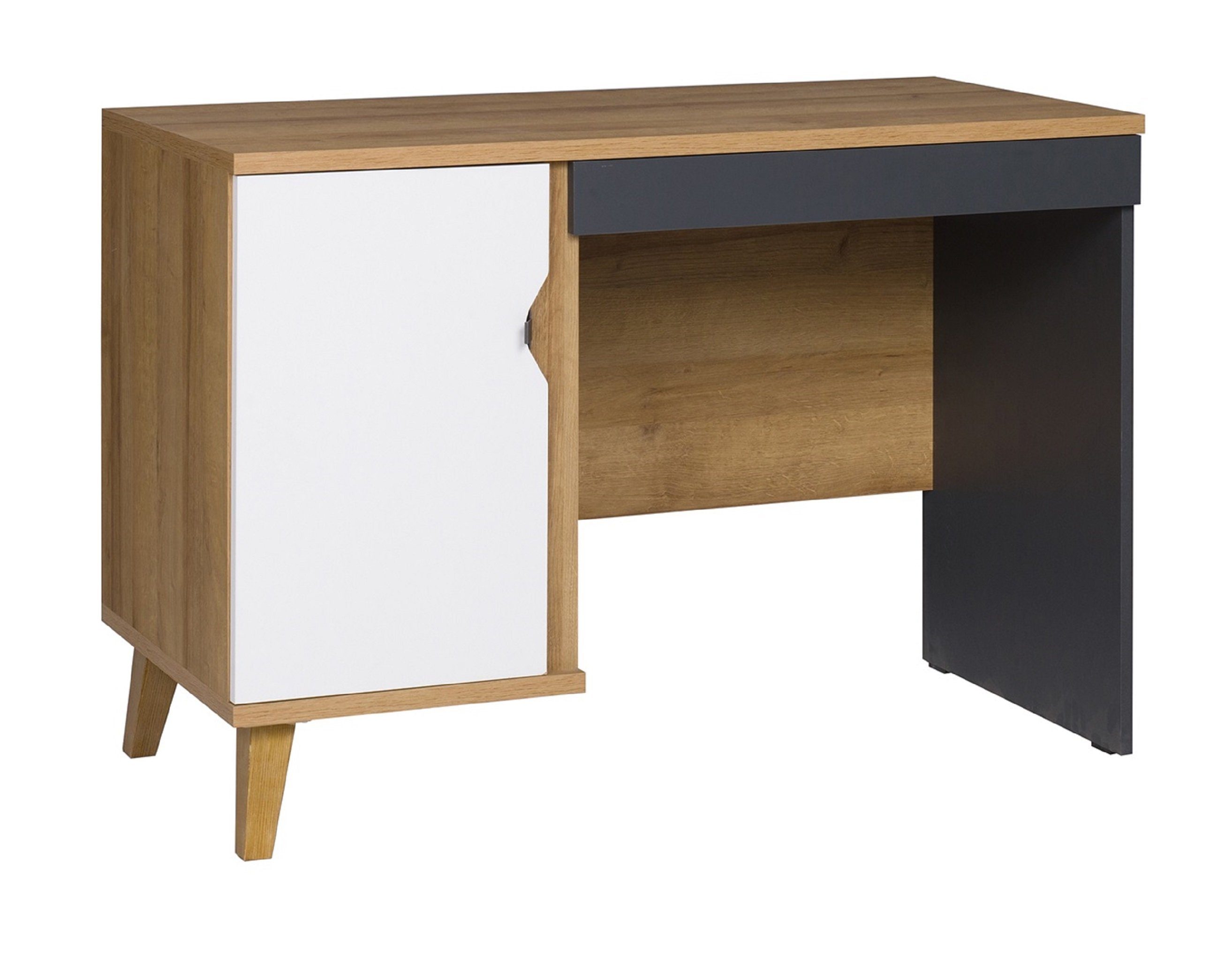 Furnix Schreibtisch MEMIS 110 cm PC-Tisch aus Holz mit Schublade Eiche Gold, B110 x H75 x T50 cm
