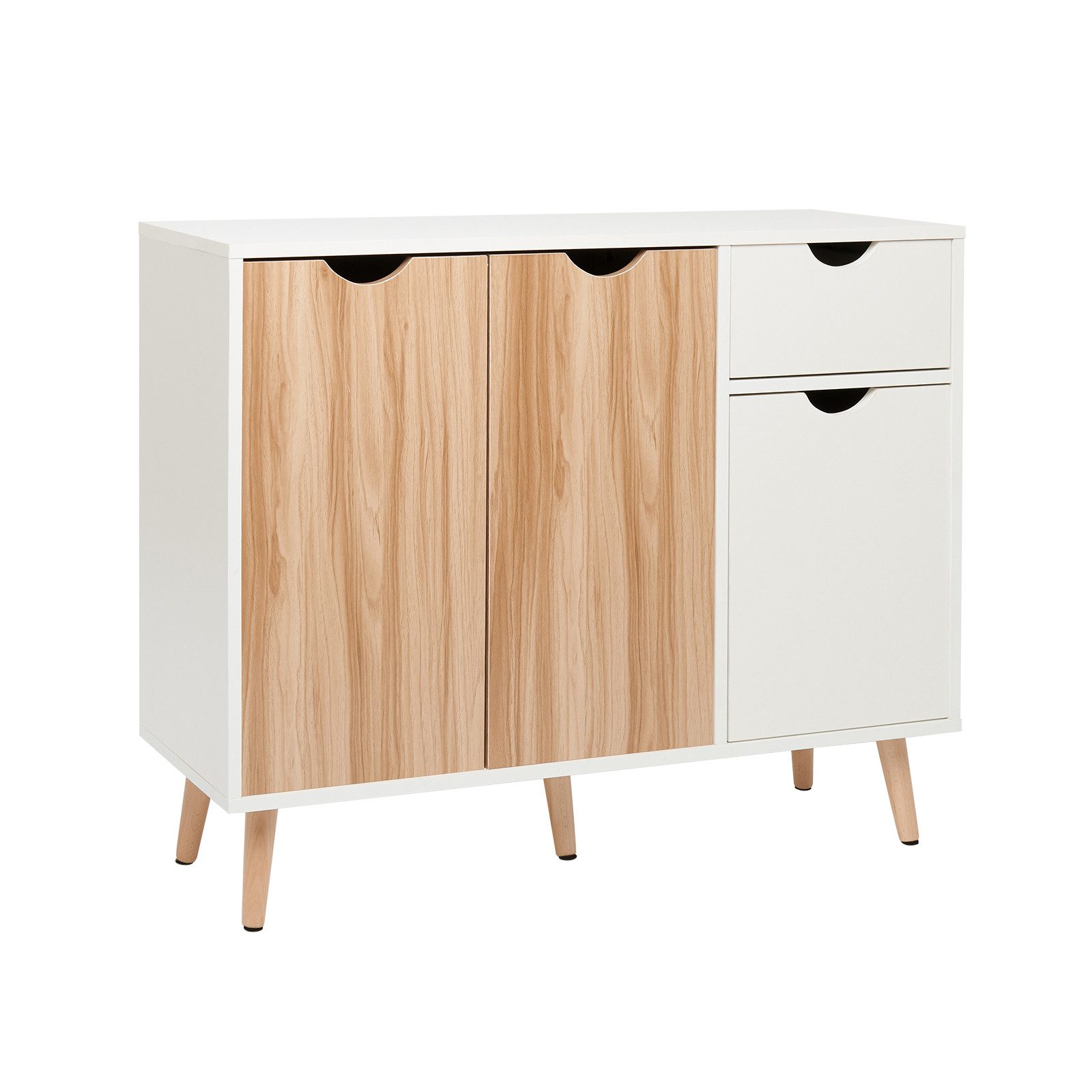 Mondeer Kommode Beistellschrank, Schließfachschrank mit einer Schublade und drei Schränken