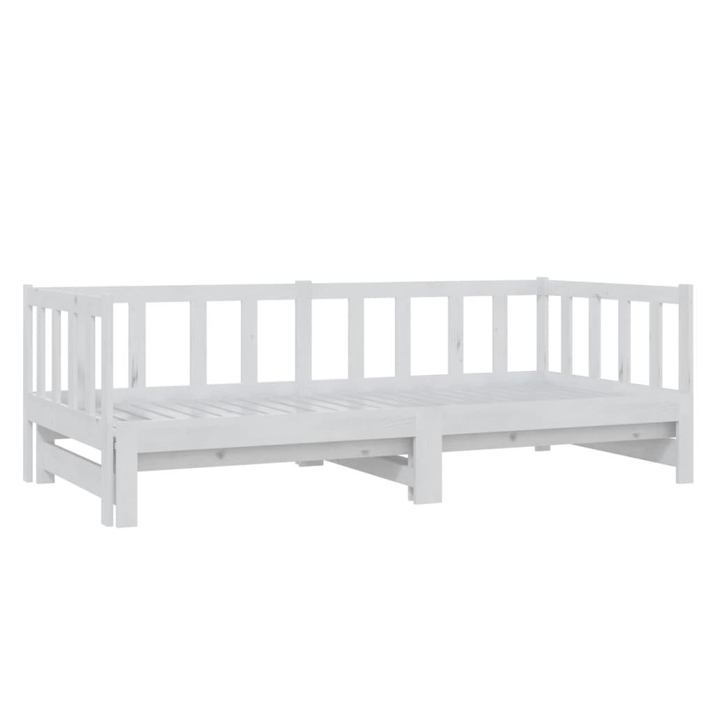 vidaXL Gästebett 90 x 200 cm Gästebett Tagesbett Ausziehbar Weiß 2x90x200 cm Massivholz