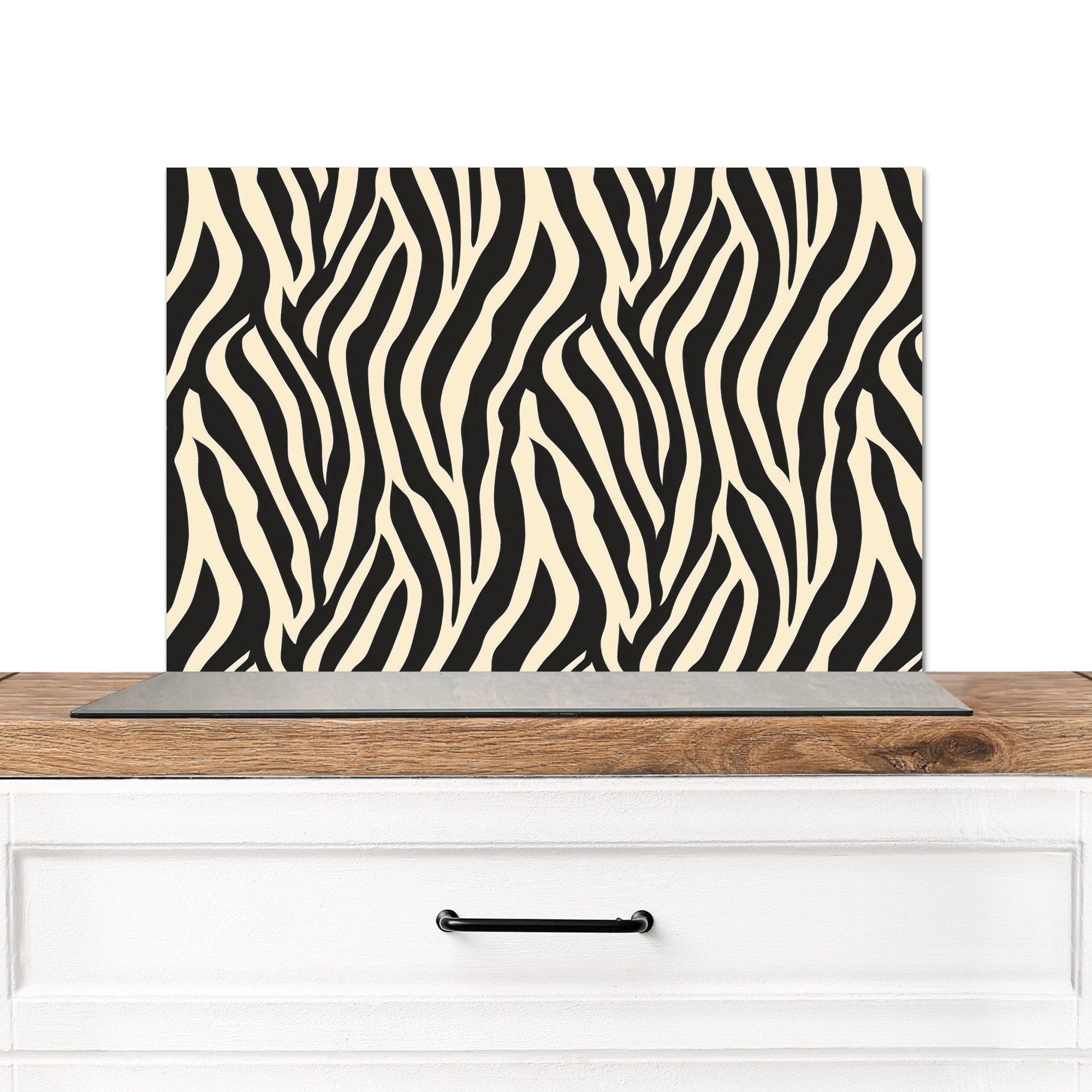 KitchenYeah Küchenrückwand Zebra - Druck - Klassisch - Schwarz, (1-tlg), Spritzschutz Küche, Küchendeko, 60x40 cm