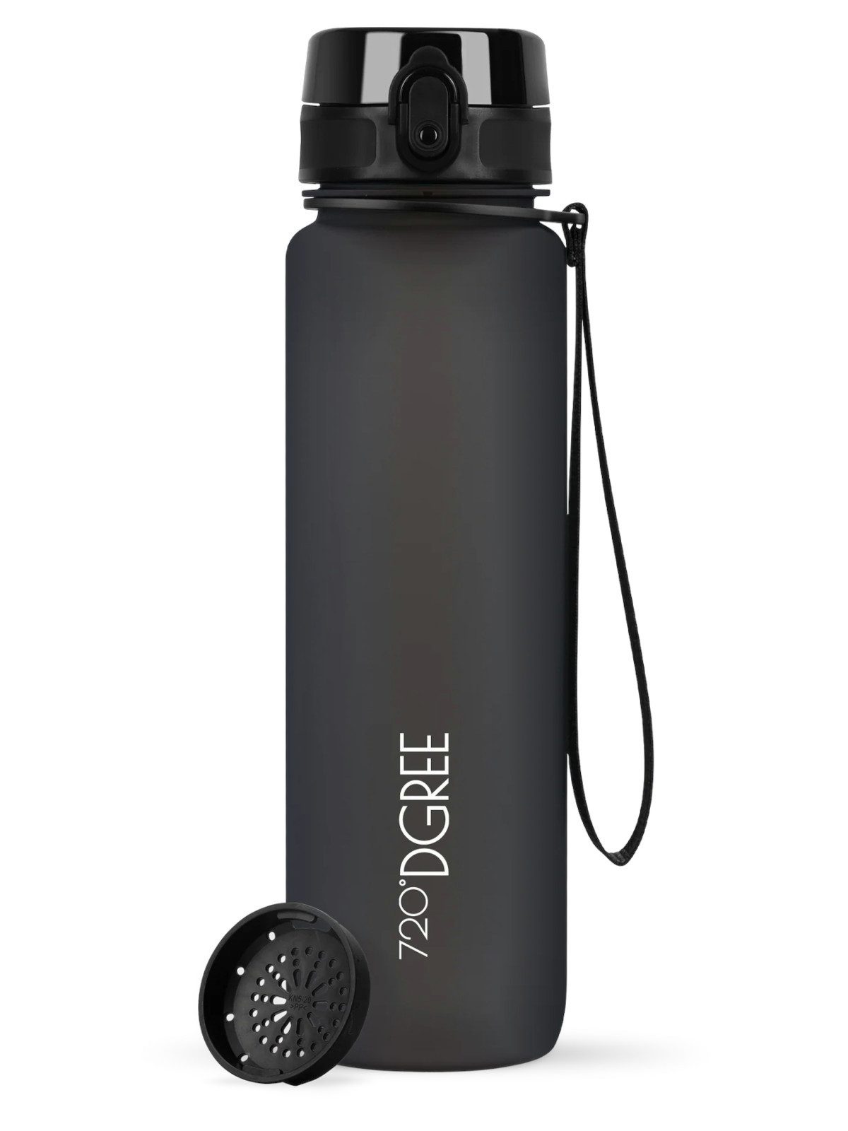 720°DGREE Trinkflasche Trinkflasche uberBottle softTouch mit Sieb onyx black 1l