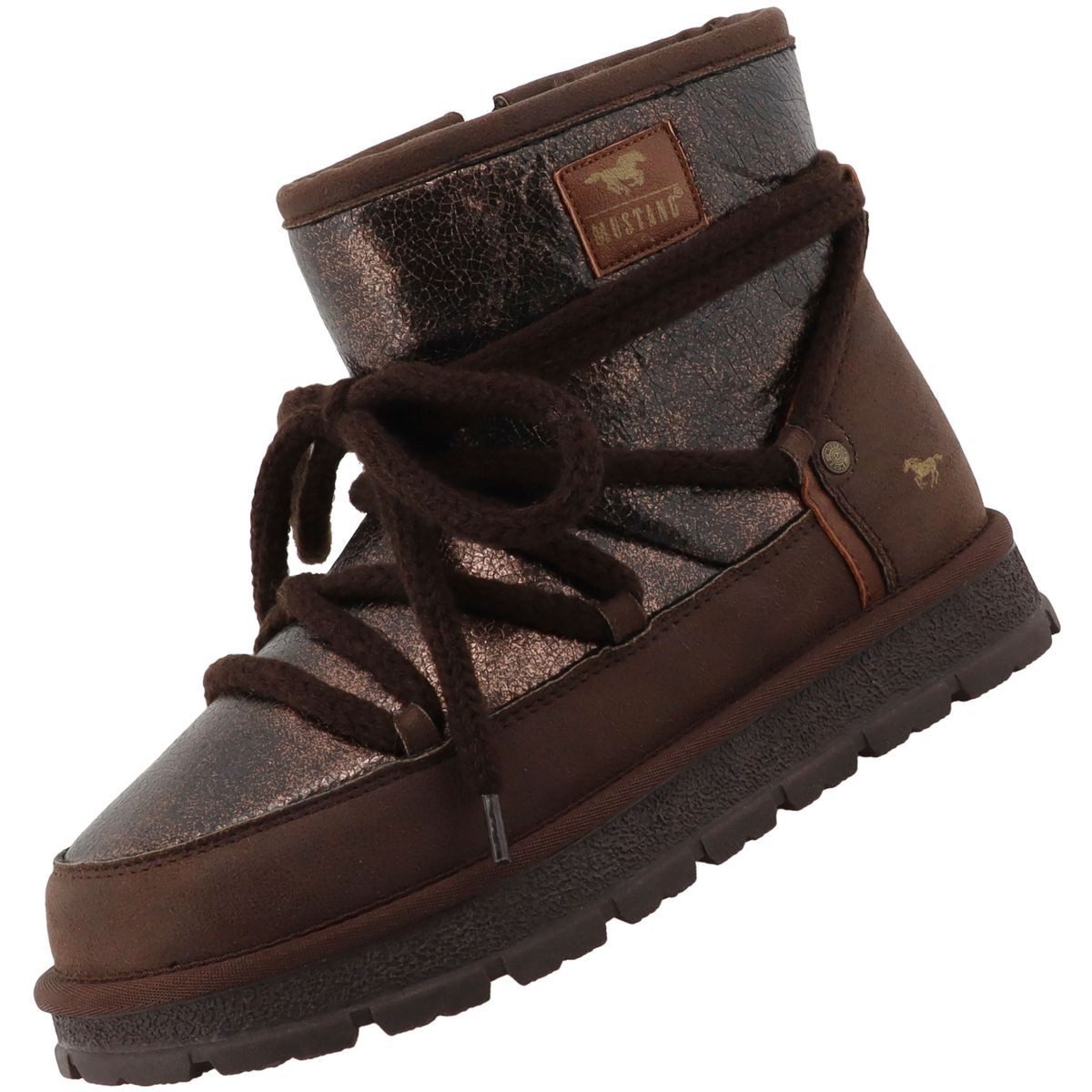 Mustang Shoes 36M0152001-mokka Stiefelette Winter-Boot mit flauschigem Fleecefutter