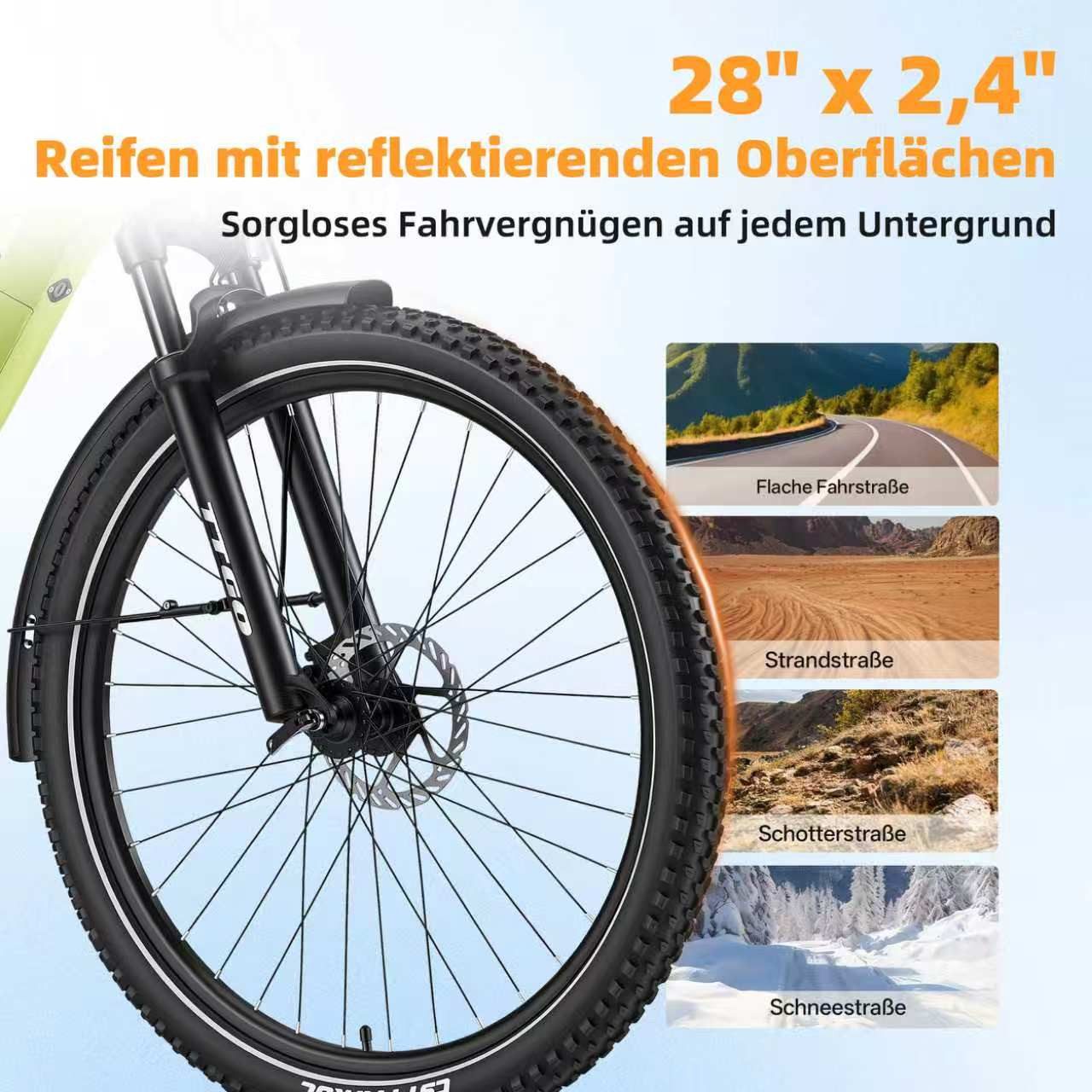 TTGO E-Bike Cityrad 28 Zoll, 70Nm Hinterradmotor, 120km, Z3, für Damen und Herren, 7 Gang SHIMANO, Kettenschaltung, Heckmotor, 720 Wh, 5 Stufen, LCD-Farbdisplay – Bild 4 von 5