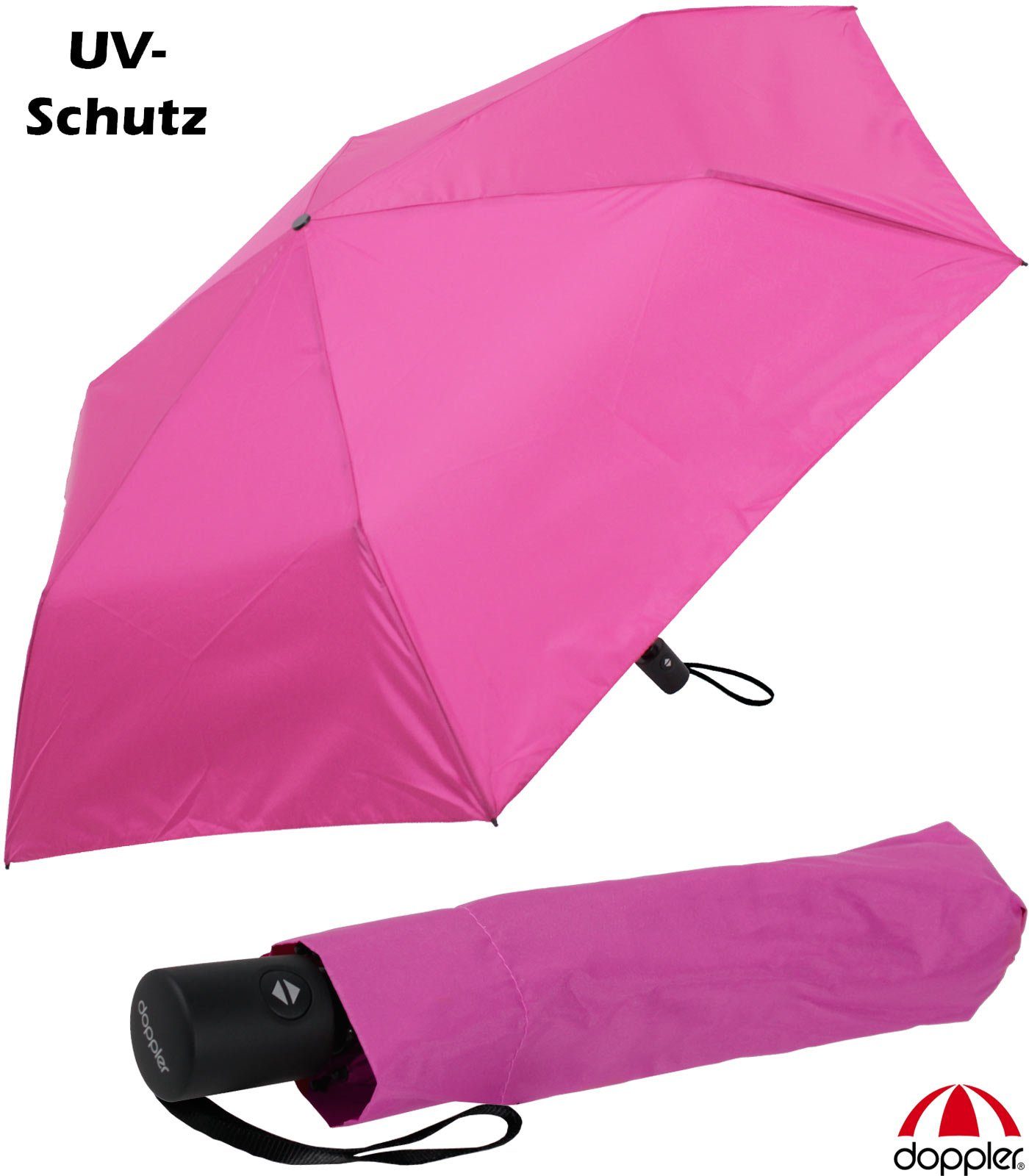 doppler® Taschenregenschirm zero magic, sehr leichter mini Schirm - fancy pink, mit Auf-Zu-Automatik und UV-Schutz-Beschichtung