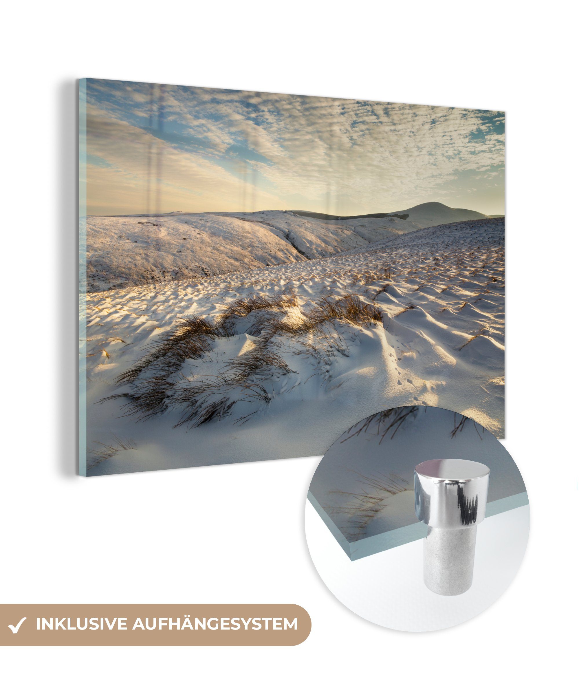 MuchoWow Acrylglasbild Die verschneite Landschaft des Northumberland National Park in England, (1 St), Acrylglasbilder Wohnzimmer & Schlafzimmer