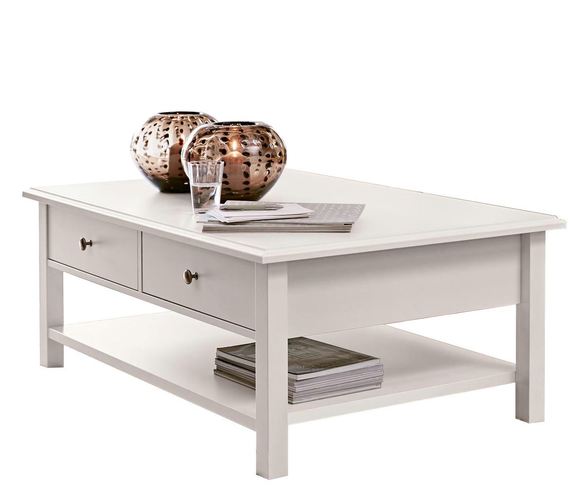 moebel-dich-auf Couchtisch KOPENHAGEN (in weiß, im Landhausstil), mit 2 Sch günstig online kaufen