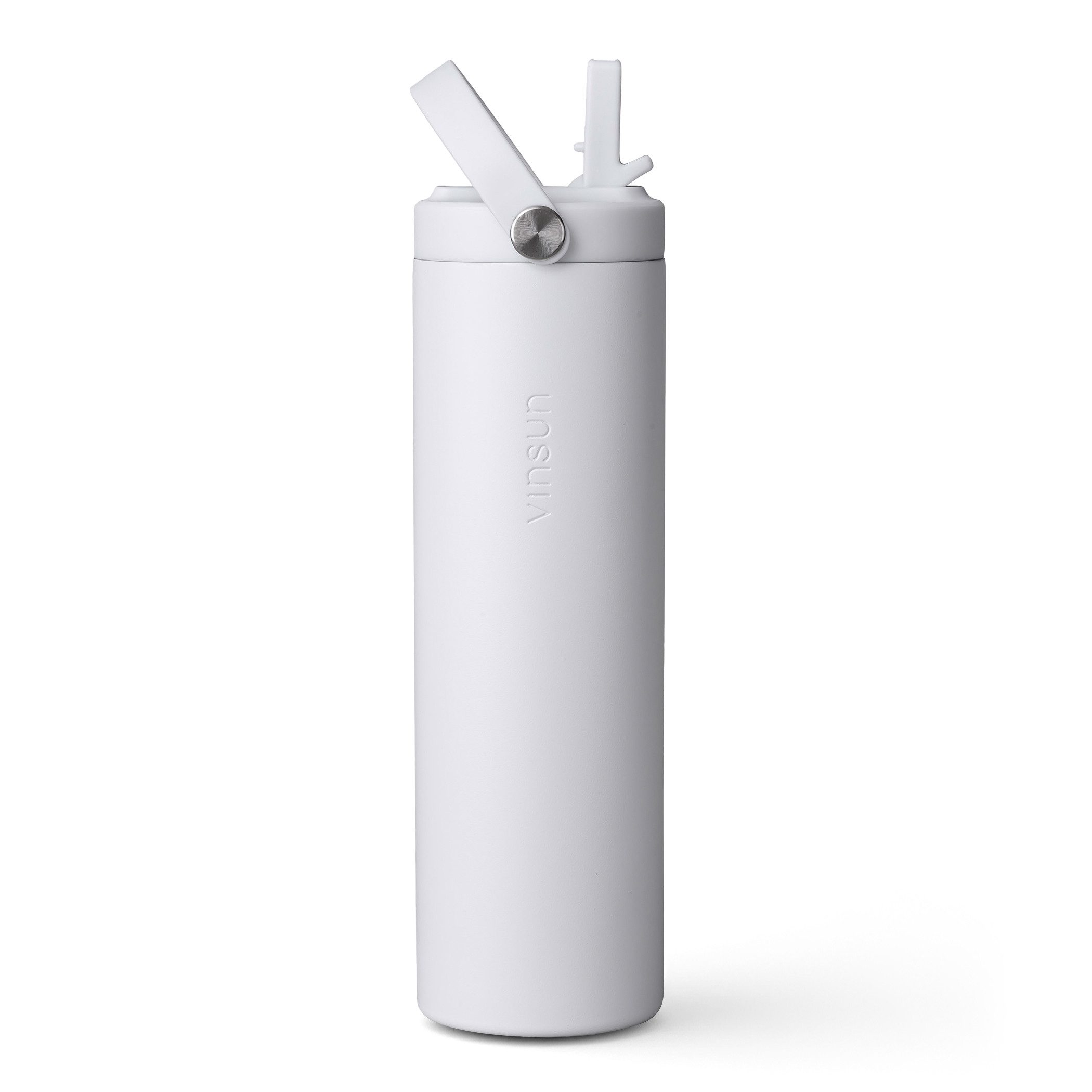 Vinsun Isolierflasche Thermoflasche 750ml mit Strohhalm - Sport Trinkflasche mit Tragegriff, Auslaufsicher, doppelwandig isoliert, geruchs- und geschmacksneutral