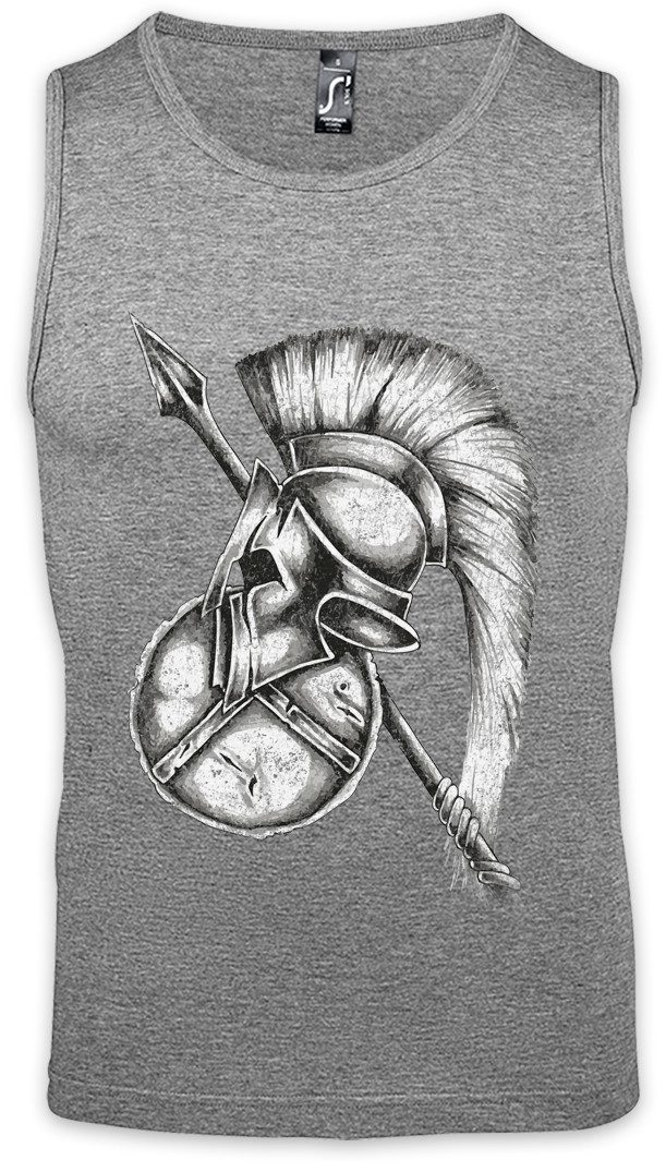 Urban Backwoods Tanktop Spartan Gear Ärmelloses T-Shirt Sparta Spartans Spartaner 300 Schild Speer Helm Shield
