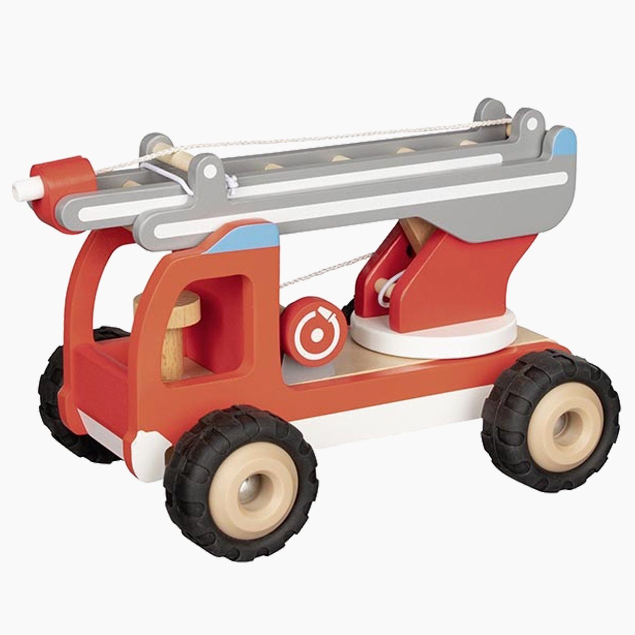 goki Spielzeug-Feuerwehr Feuerwehr Leiterwagen, Drehleiter ist 2-fach höhenverstellbar