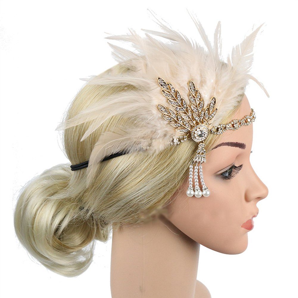 Blusmart Haarspange Vintage-Stirnband Für Frauen, Bezaubernder Hochzeits-Kopfschmuck Feder