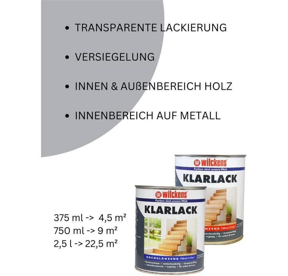 Thumbnail - Wilckens Farben Klarlack Klarlack hochglänzend, 750 ml, für den Innenbereich und Außenbereich, Kunstharzbasis