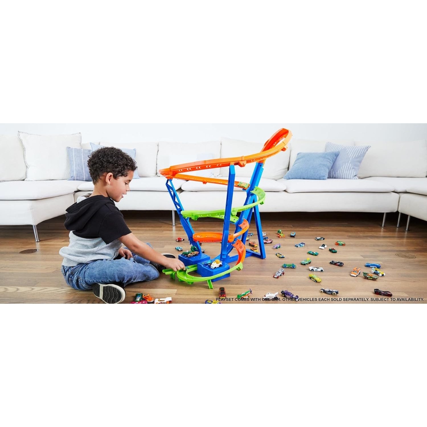 Hot Wheels Autorennbahn HJT51 - Action Crash-Spirale Autorennbahn Spielzeugauto