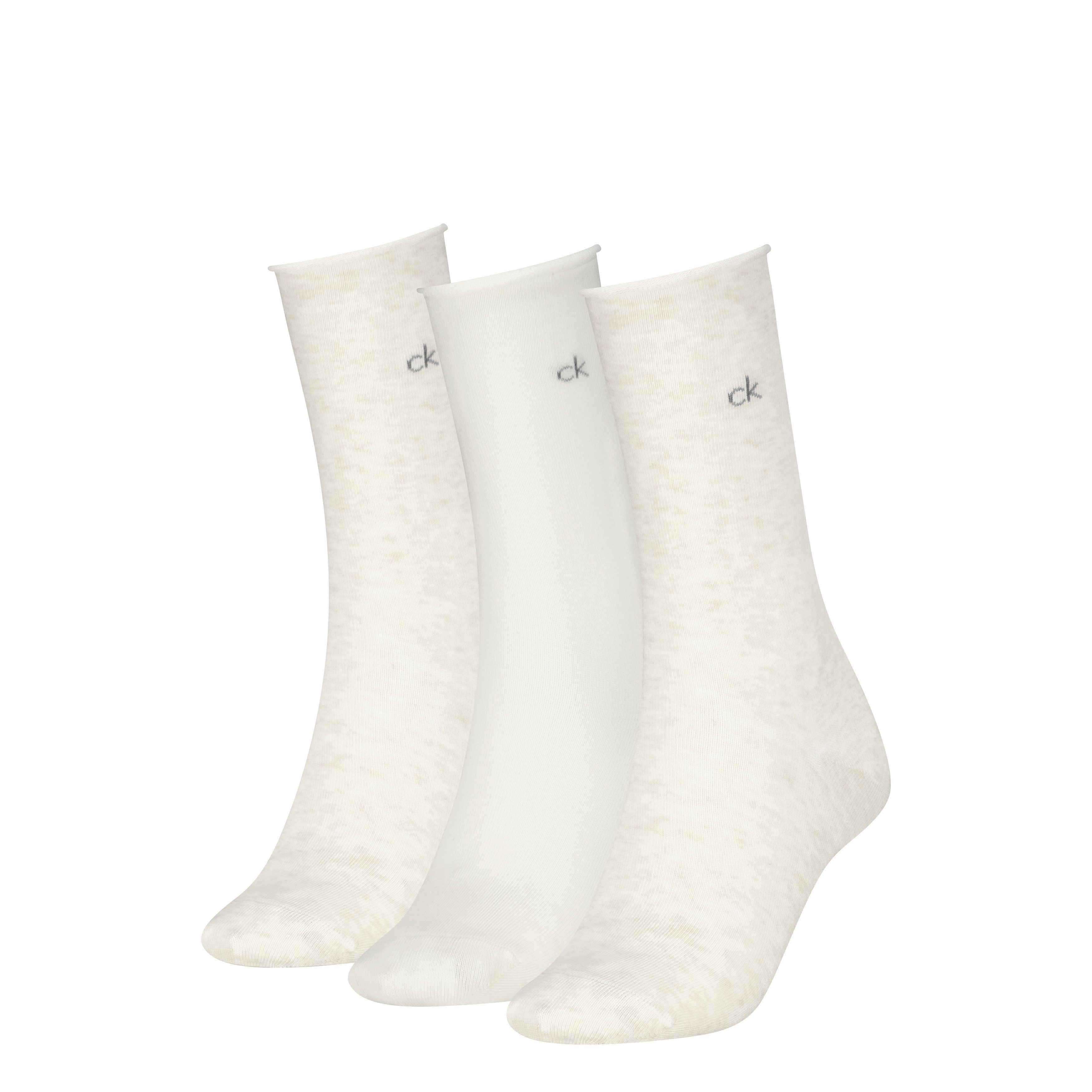 Calvin Klein Socken CK WOMEN SOCK ROLLTOP (3 Paar) mit kleinem Rollbund, Cotton-Mix