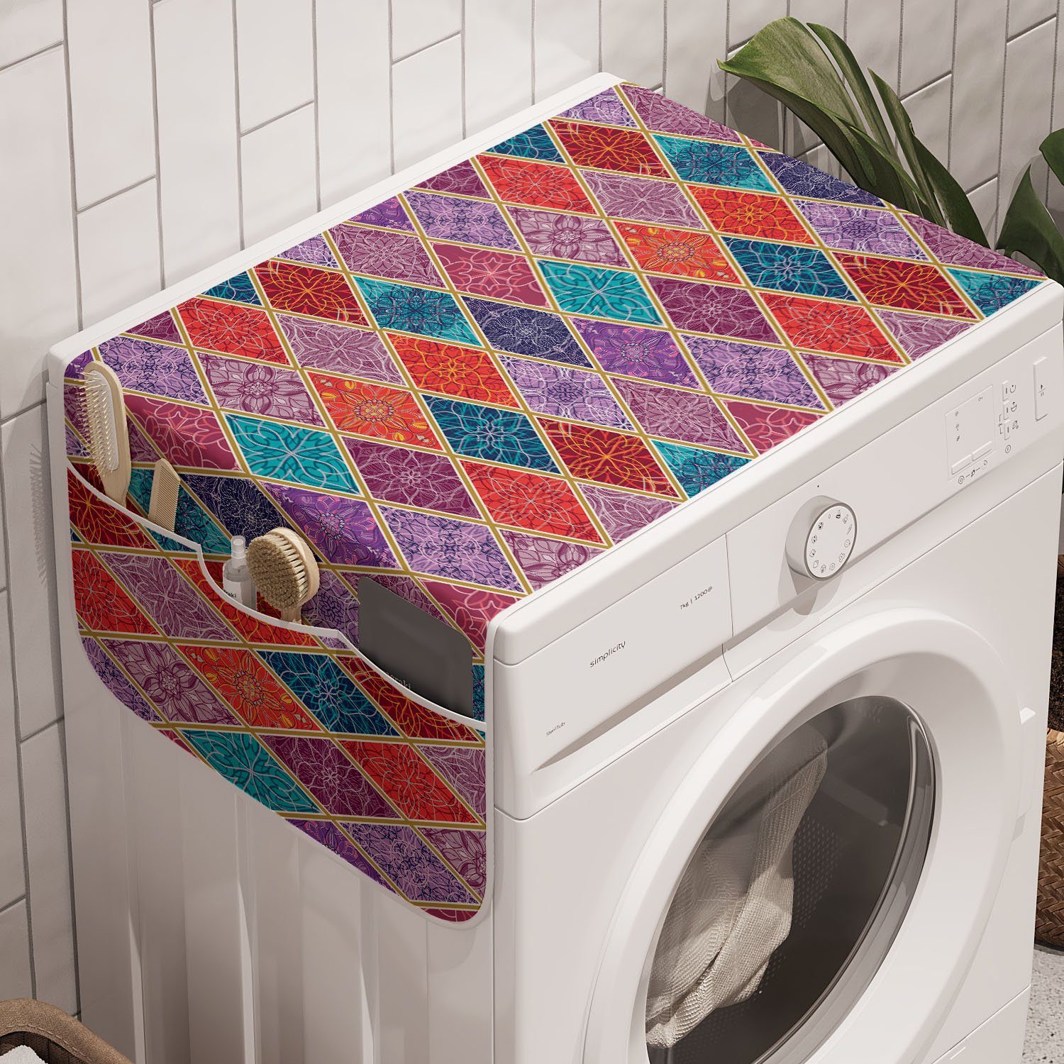 und Oriental Geometrisch für Rhombuses Badorganizer Trockner, Abakuhaus Anti-Rutsch-Stoffabdeckung Waschmaschine