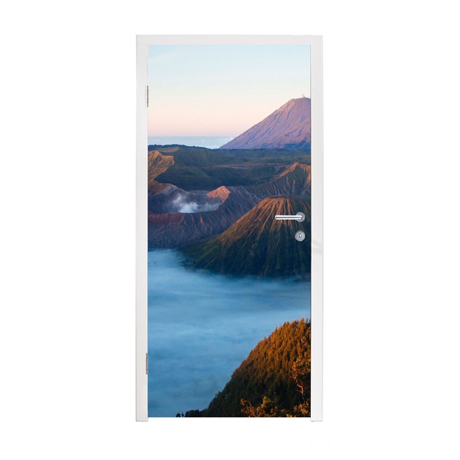 MuchoWow Türtapete Vulkan - Natur - Nebel, Matt, bedruckt, (1 St), Fototapete für Tür, Türaufkleber, 75x205 cm