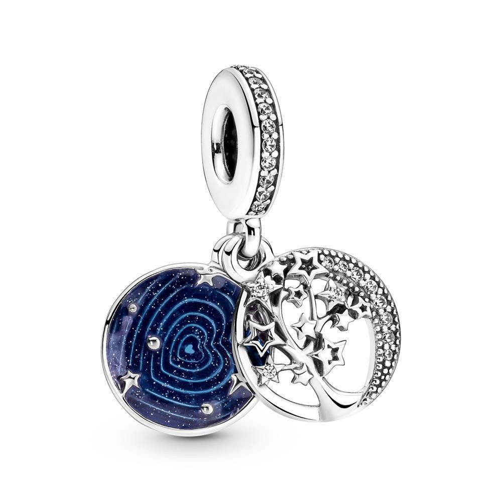 Pandora Charm-Einhänger Pandora Baum & Galaxis Mond, Sterling-Silber mit Zirkonia
