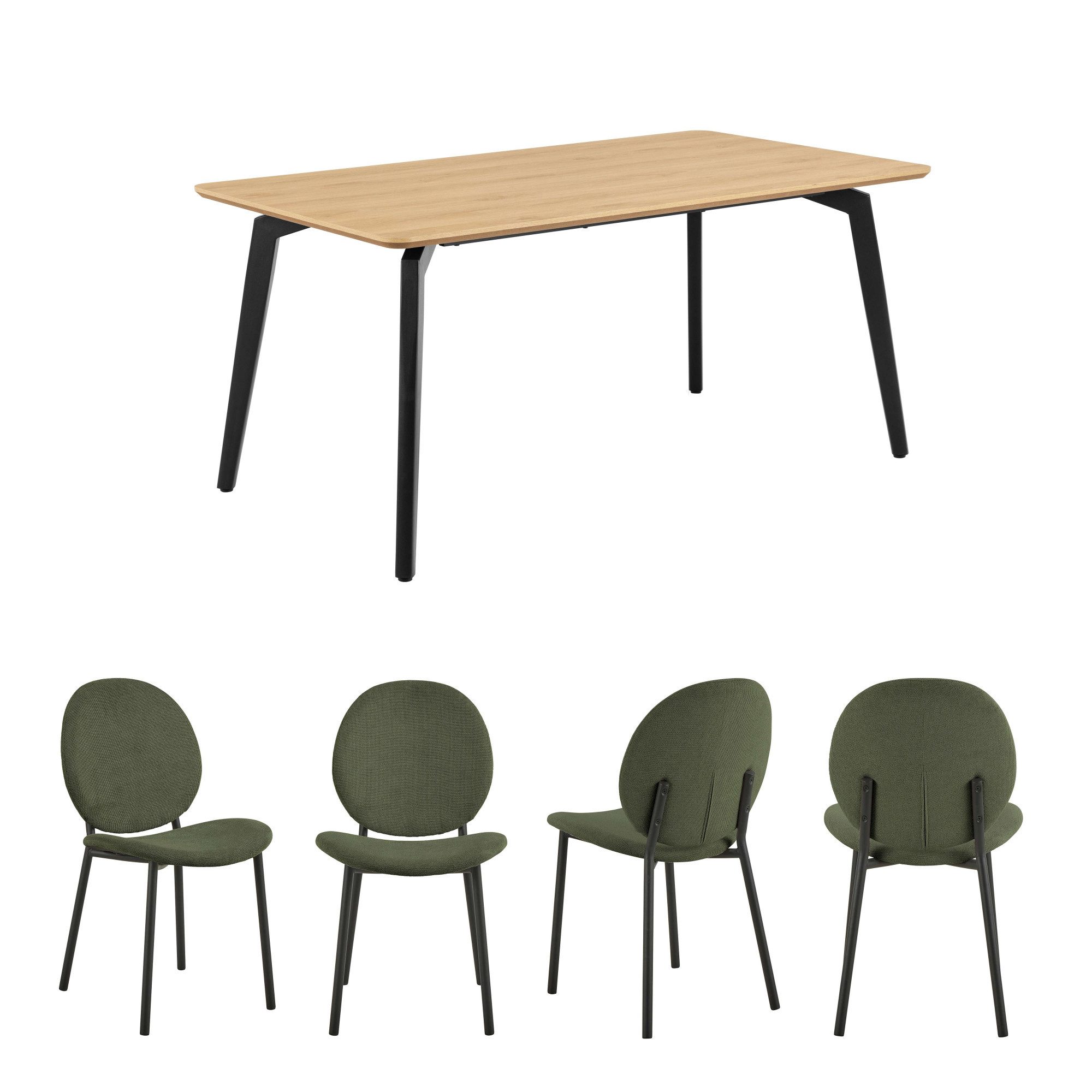 ACTONA GROUP Esszimmer-Set Essgruppe, Speisetisch mit Wohnzimmerstühlen, (Set, 5-St., 1x Tisch + 4x Stühle), 1x Tisch + 4x Stühle
