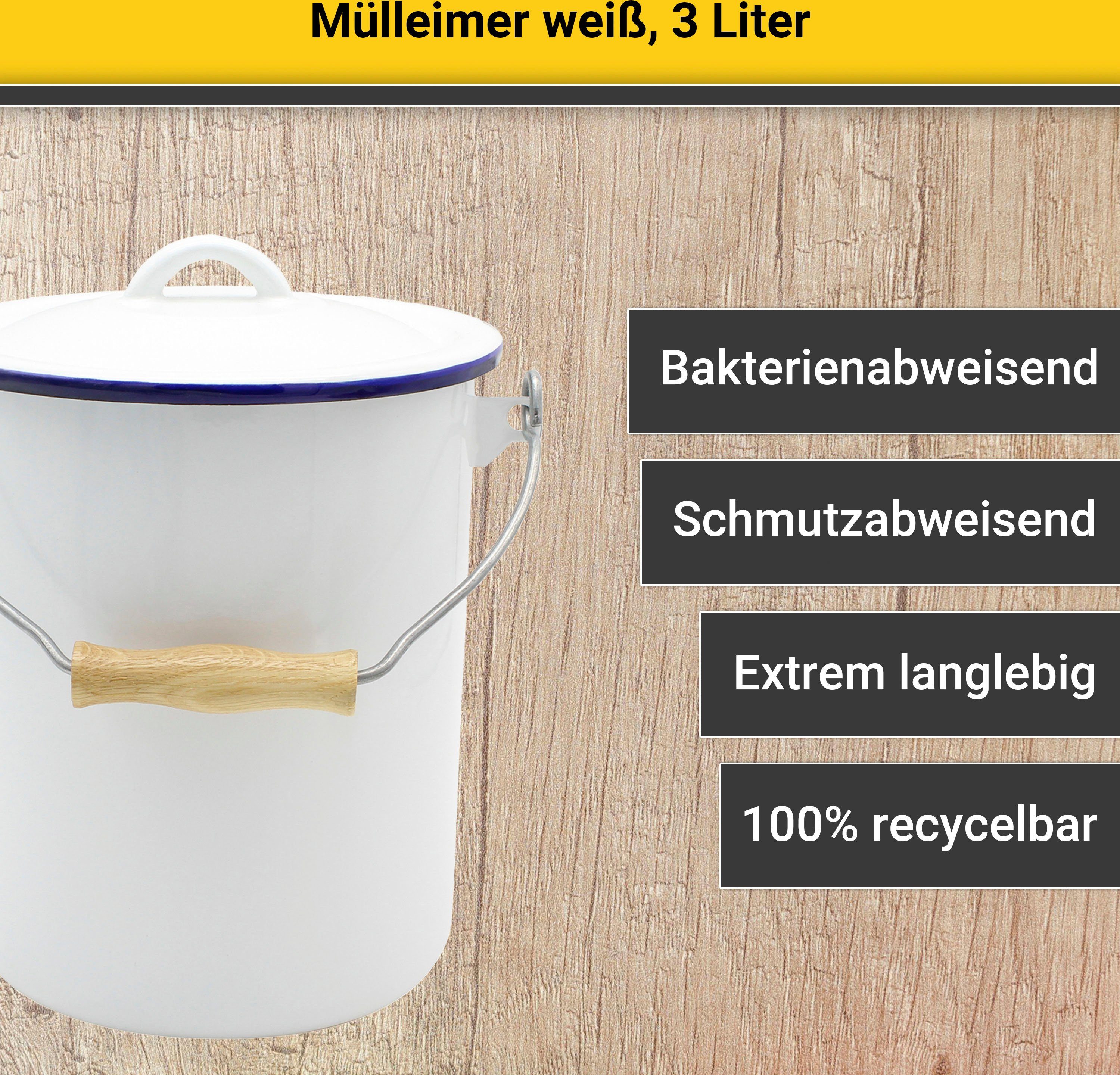 Made Emaille, Husum, in 3 Krüger Mülleimer Europe Liter,