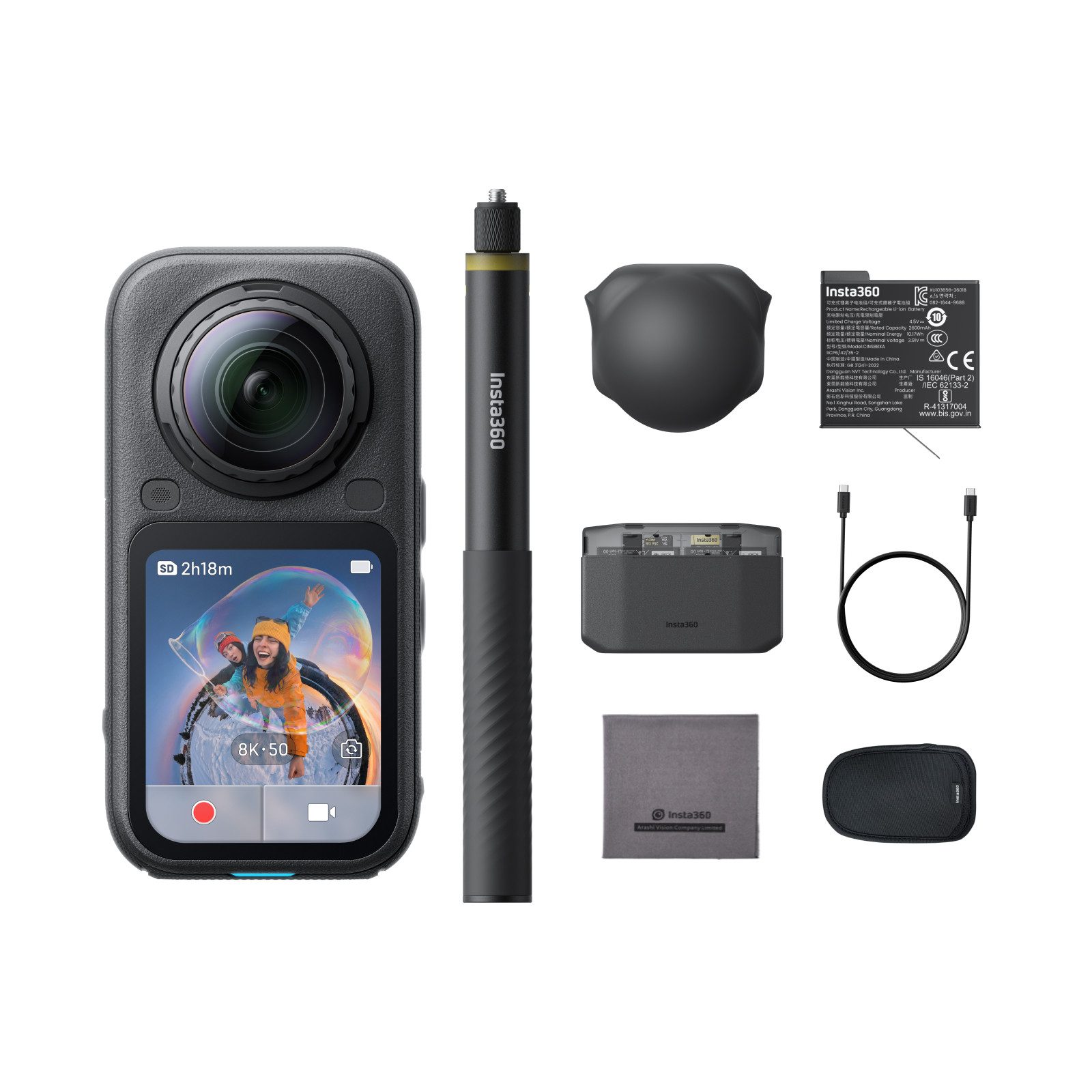 Insta360 Insta360 X6 – 8K 360 Grad Kamera mit 1/1,1"-Sensoren Action Cam (8K, WLAN (Wi-Fi), Bluetooth)