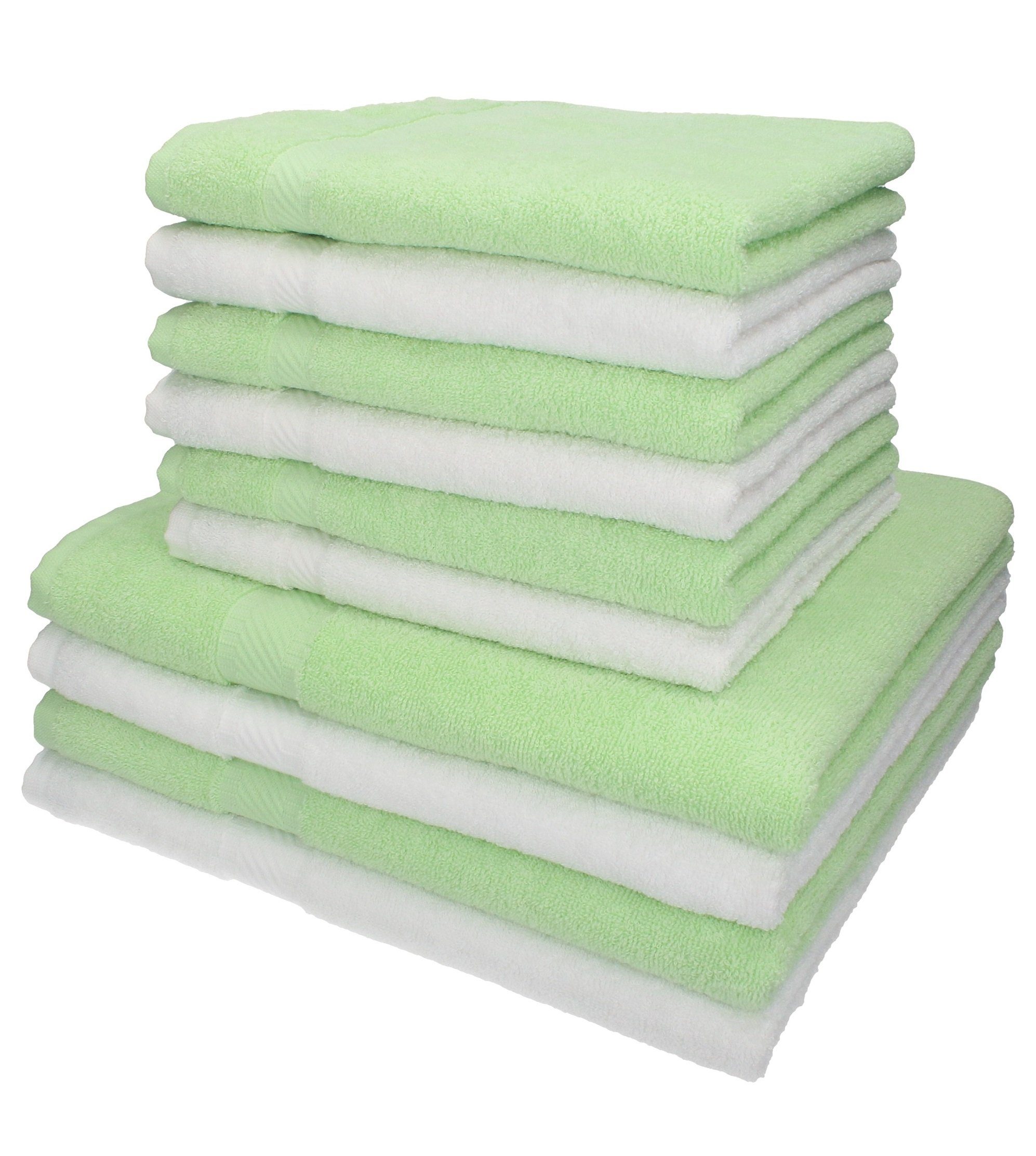 Betz Handtuch Set 10-TLG. Handtuch-Set Palermo 100%Baumwolle 4 Duschtücher 6 Handtücher Farbe weiß und grün, 100% Baumwolle