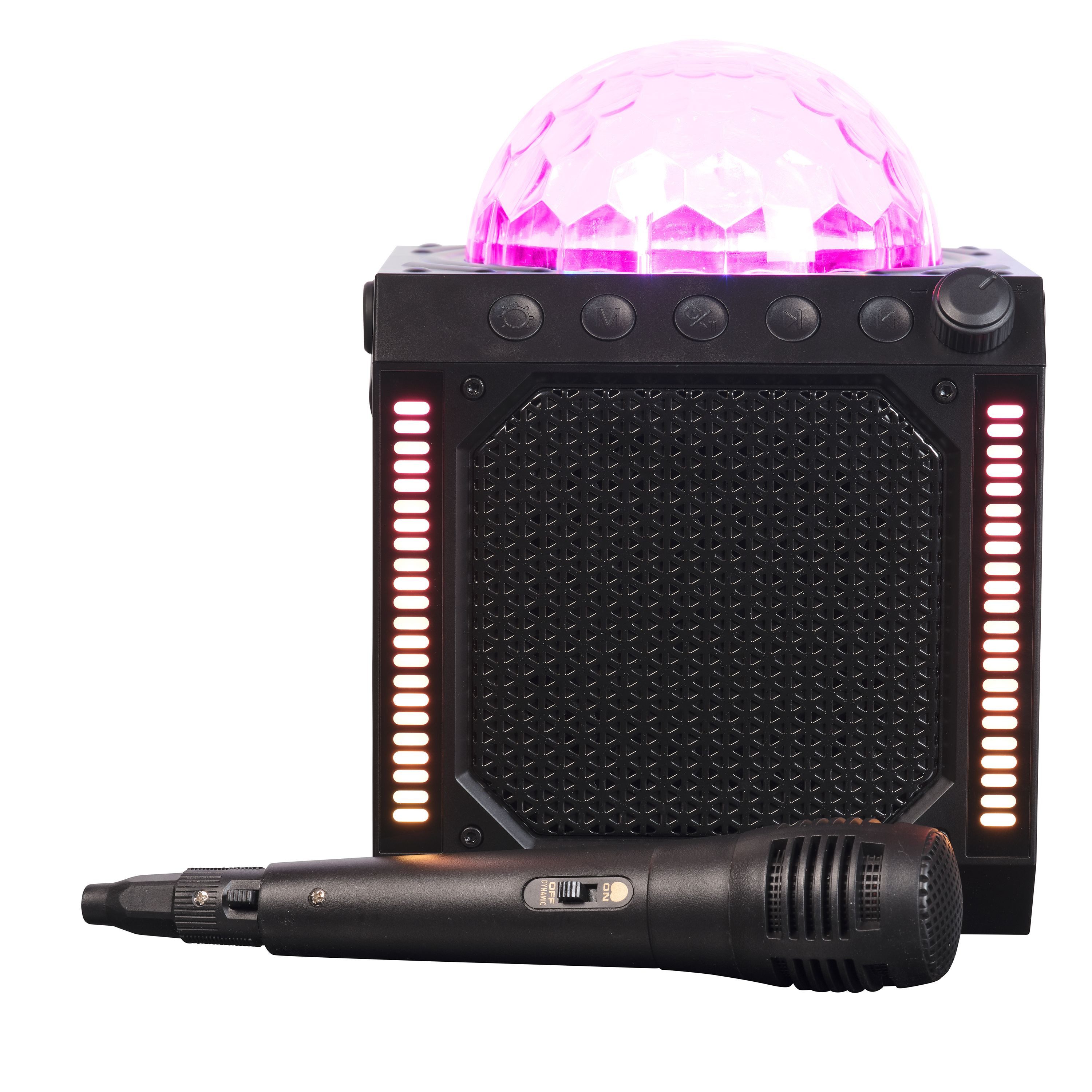 Denver BTM-618 Party-Lautsprecher (Bluetooth, 100 W, LED-Discolicht, Karaoke-Funktion mit Mikrofon, kompakte Bauweise)