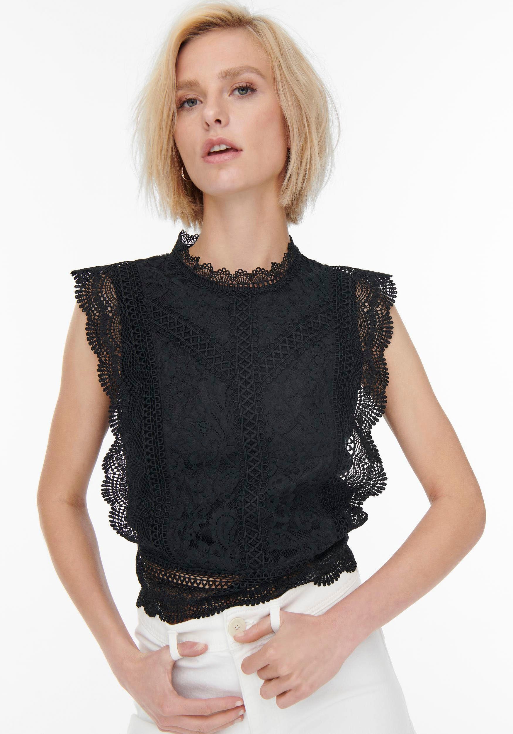 Spitzenshirt S/L ONLY NOOS ONLKARO TOP LACE black WVN