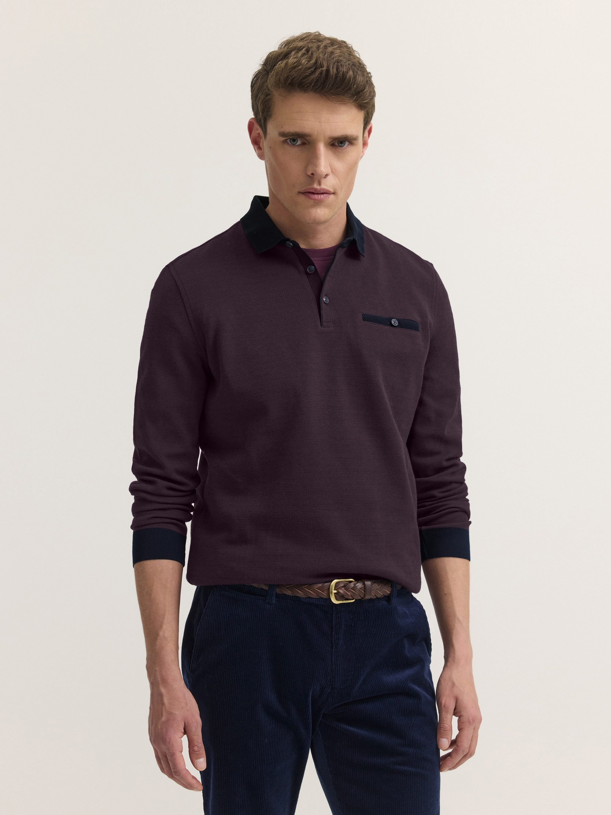 bugatti Poloshirt Modern Fit Modern Fit Brusttasche Kontraststreifen