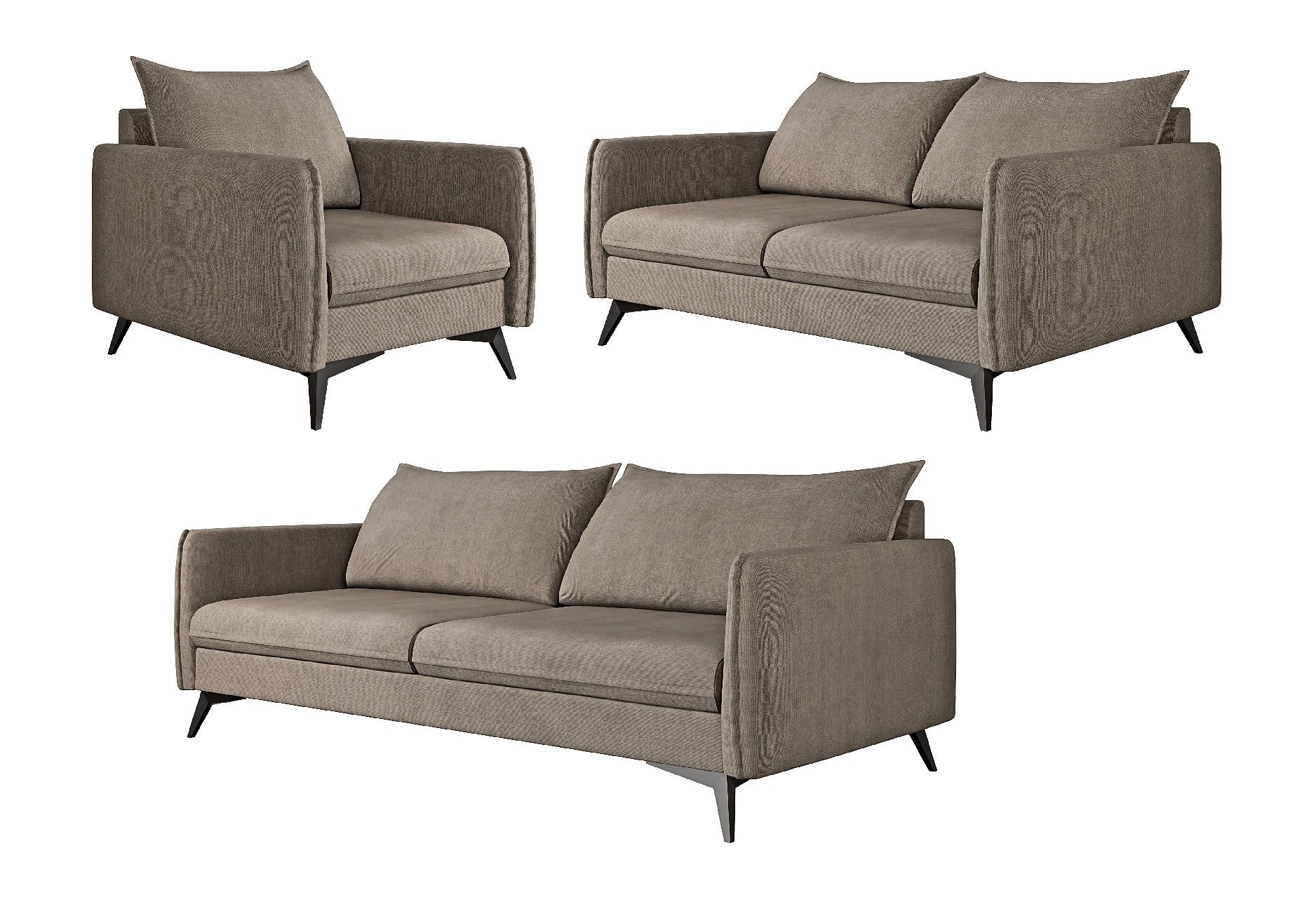 S-Style Möbel Polstergarnitur 3+2+1 Azalea mit Schwarz Metall Füßen aus Lux günstig online kaufen