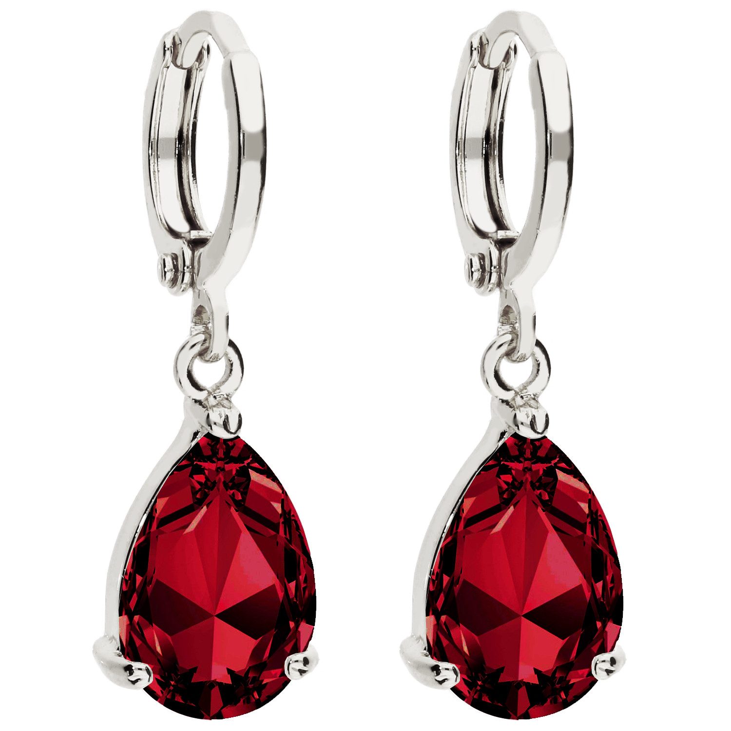 LÖB Paar Creolen Ohrringe 750er Weißgold vergoldet Zirkonia Tropfen Anhänge günstig online kaufen