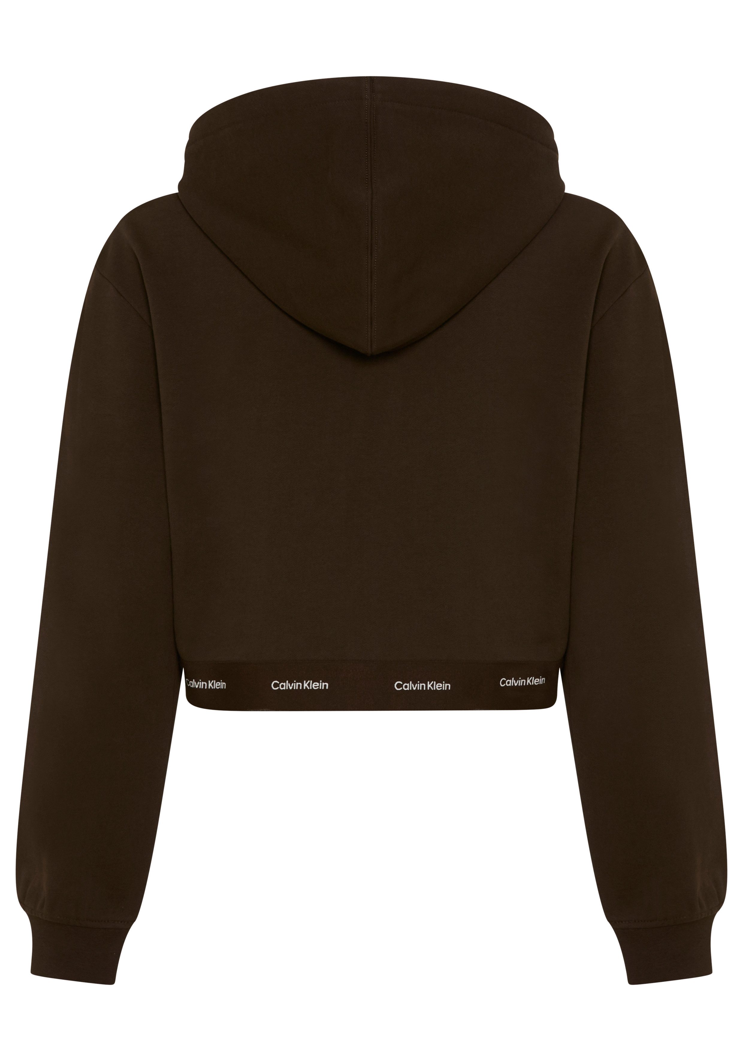 Calvin Klein Jeans Kapuzensweatjacke LOGO WAIST CROPPED mit Kapuze, kurze From, Logoschriftzug am Bund