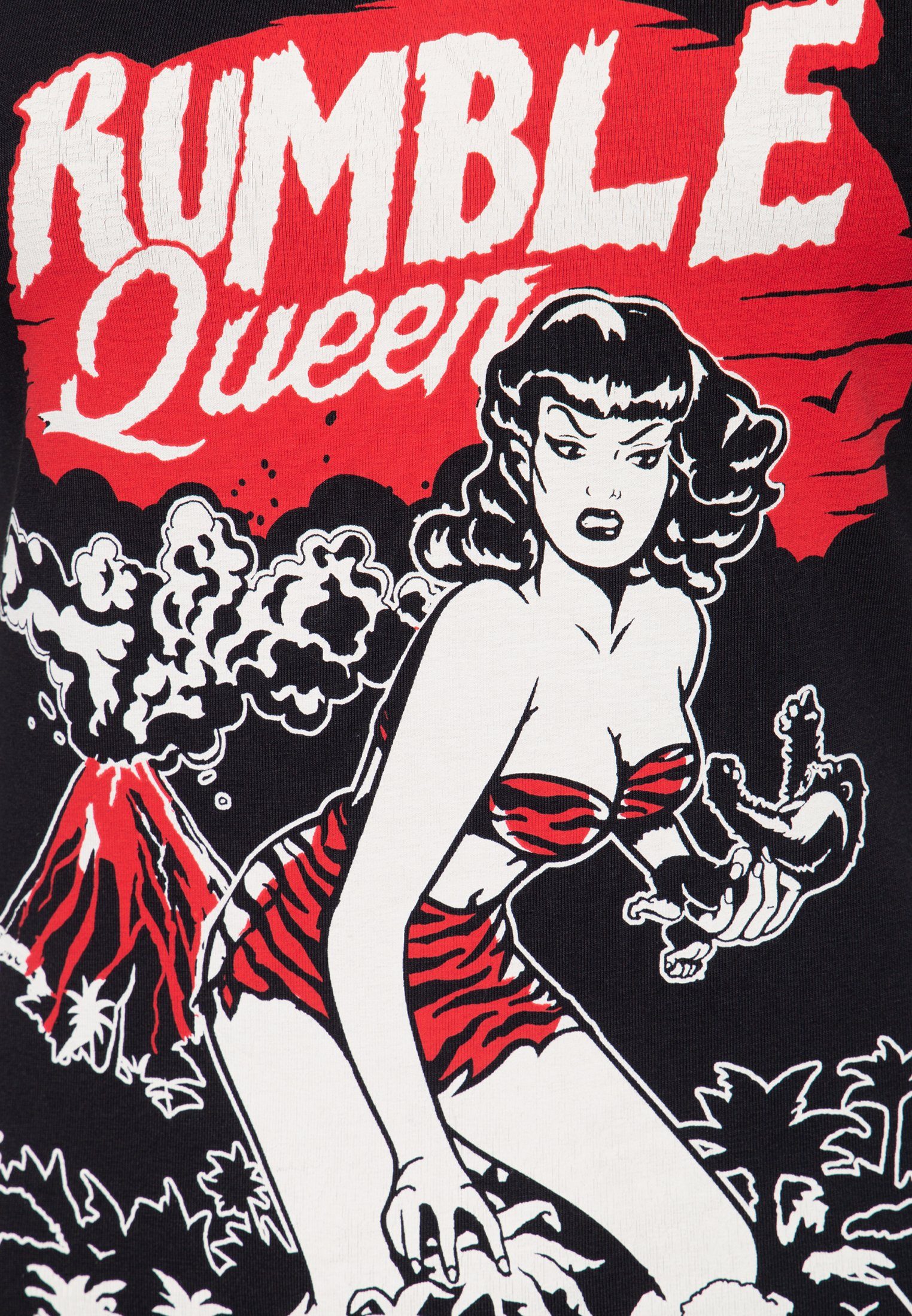 Vintage im Rumble T-Shirt Look schwarz QueenKerosin Queen