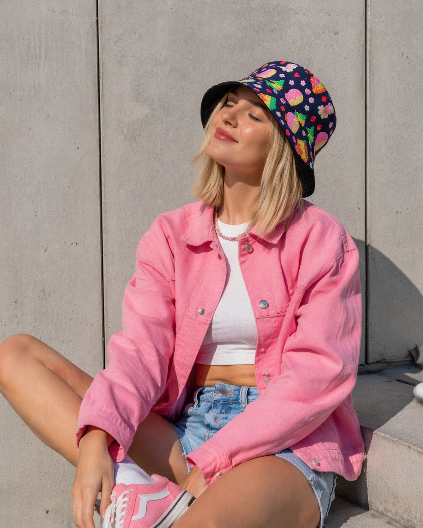 Ella Jonte Sonnenhut Bucket Hat – Wendbarer Baumwoll-Sommerhut mit Muffin-Print