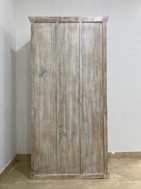 Oriental Galerie Mehrzweckschrank Weiß Whitewash Schrank Latika Indien 200 cm Küchenschrank, Schlafzimmerschrank