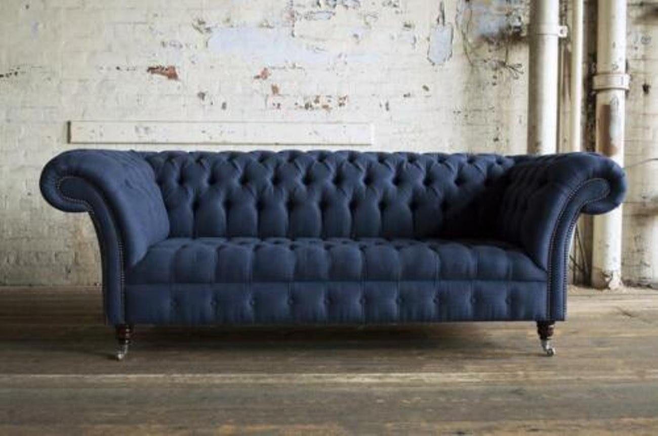 JVmoebel 3-Sitzer Designer Sofa Couch Polster XXL 3 Sitzer Sofas Couchen Blau Textil, Made in Europe
