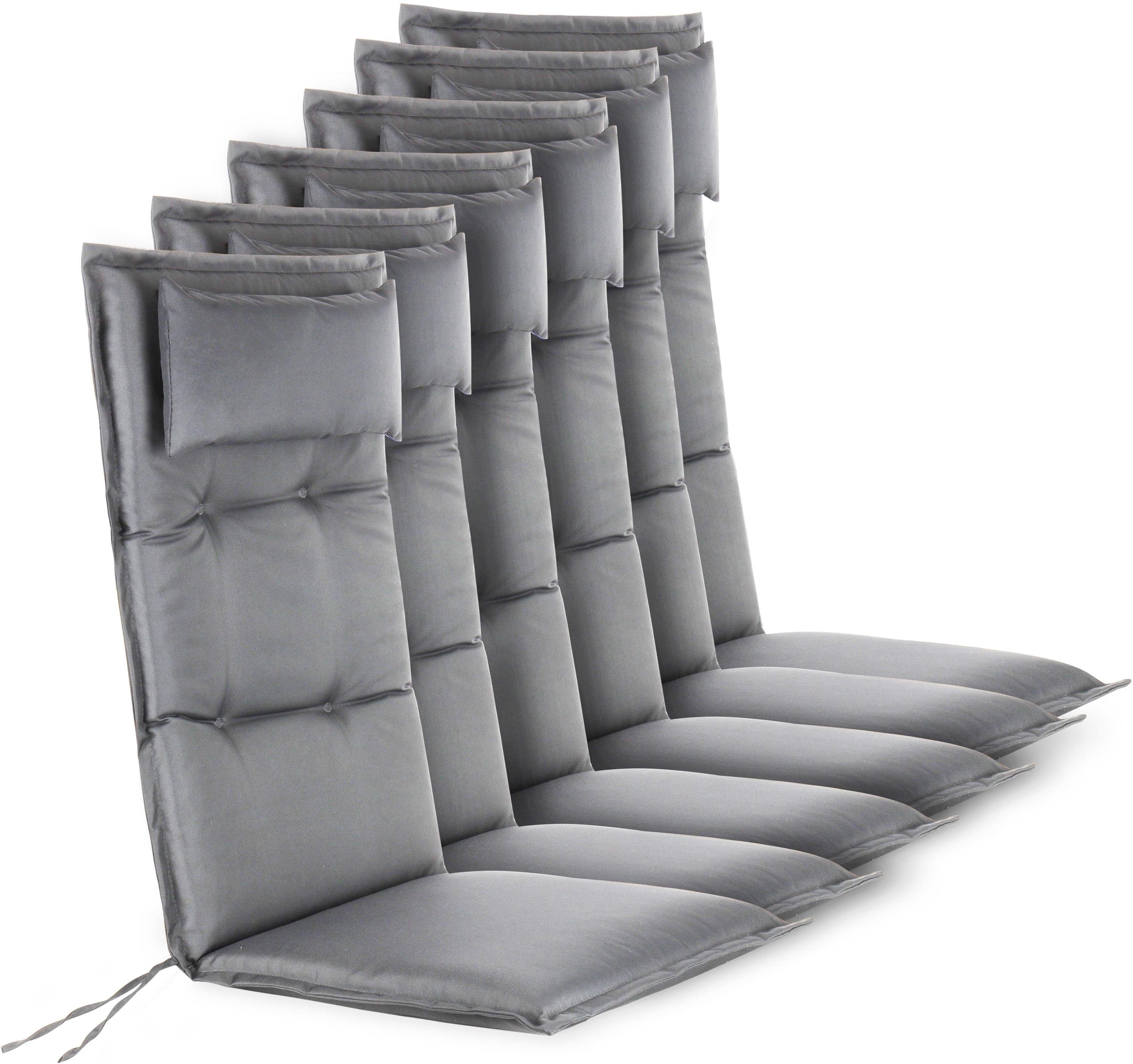 Aspero Hochlehnerauflage 6 Premium Hochlehner Stuhlauflagen, (Set), Wasserdicht
